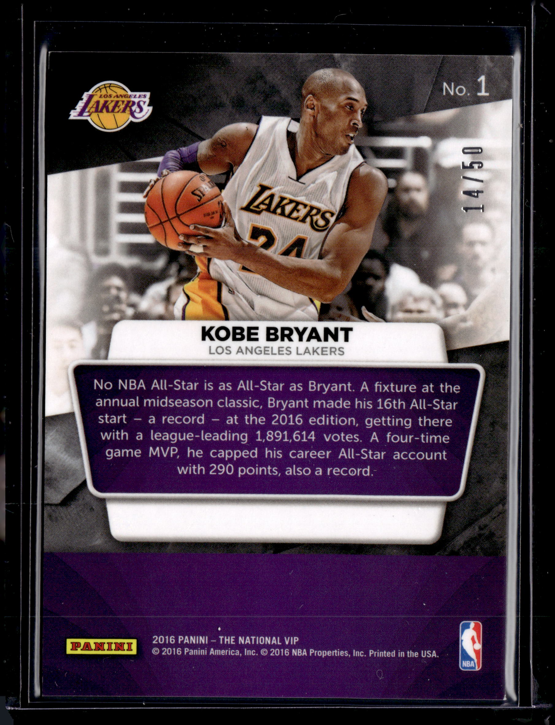 2016 Panini The National VIP Kobe Bryant Pulsar /50