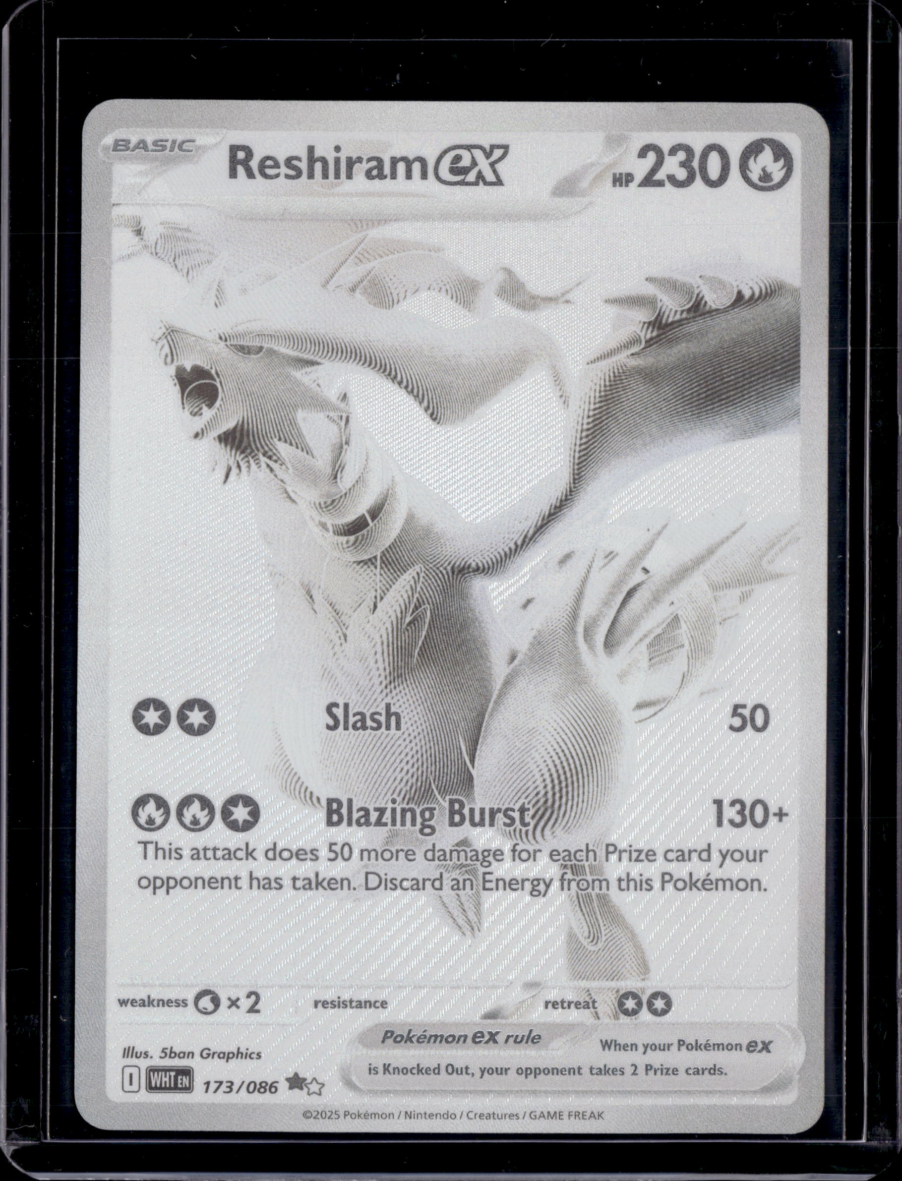 2025 White Flare Reshiram EX Holo 173/086