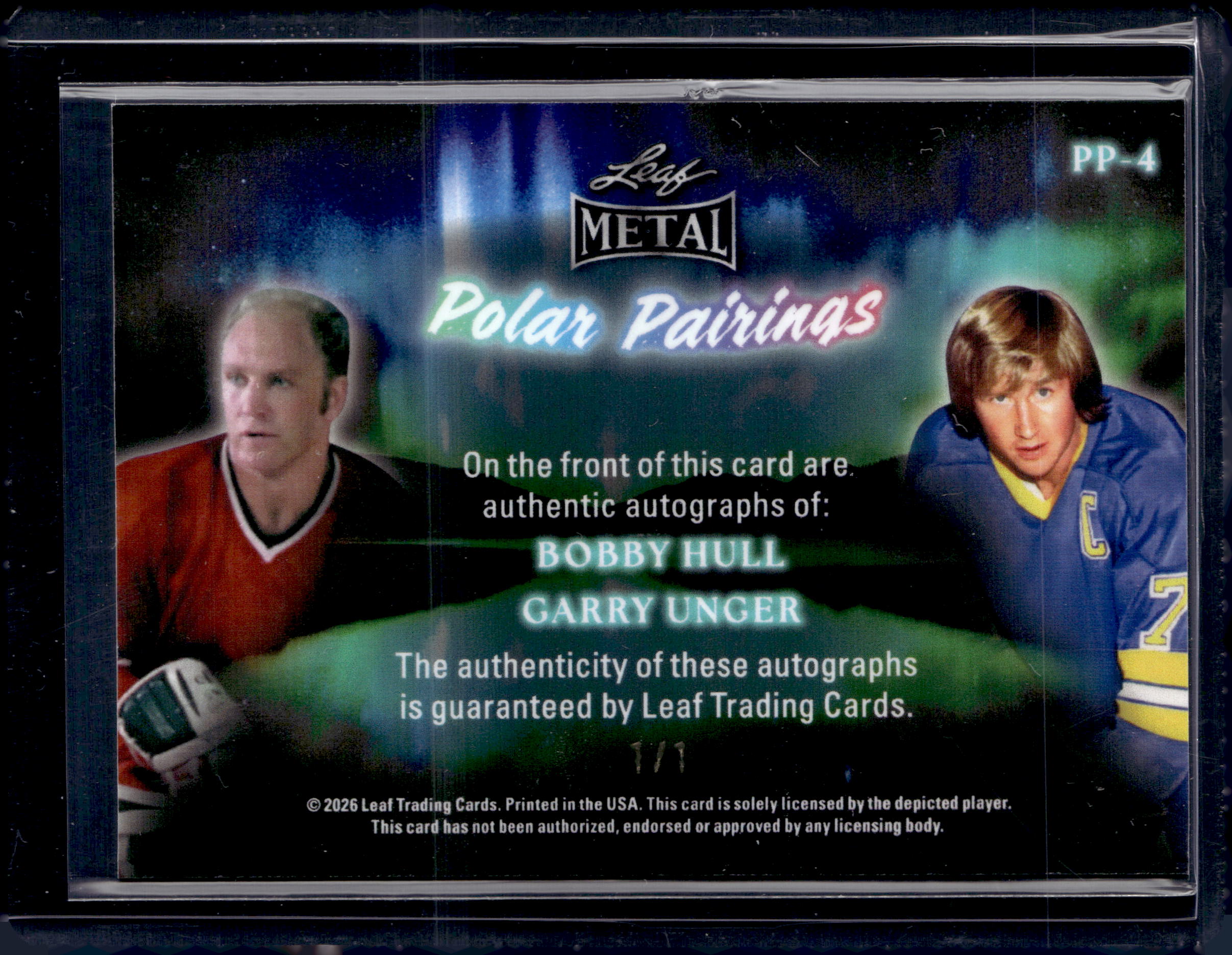 2026 Leaf Metal Polar Pairings 1/1 Red Dual Auto Bobby Hull/Garry Unger