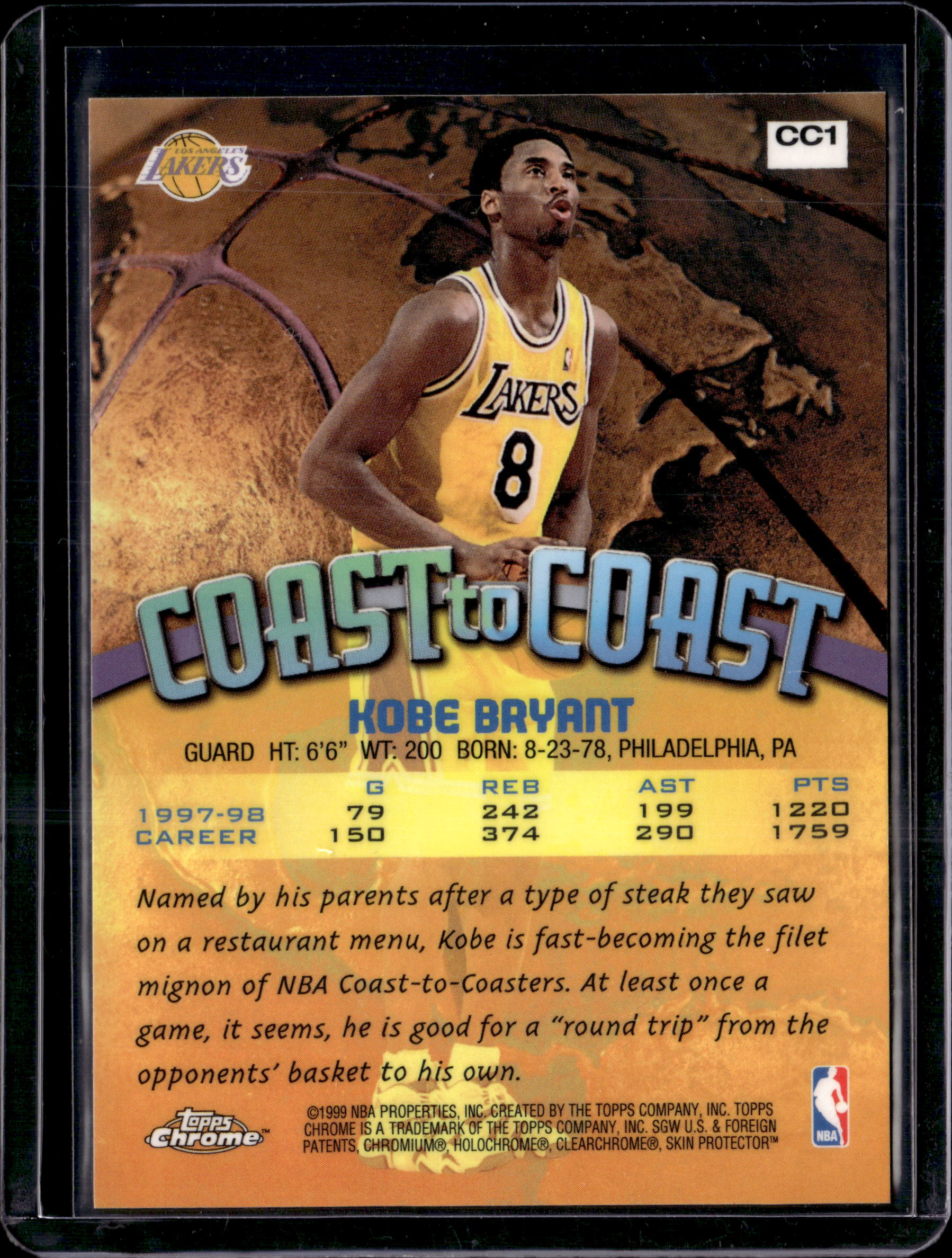 1999 Topps Chrome Coast To Coast Kobe Bryant