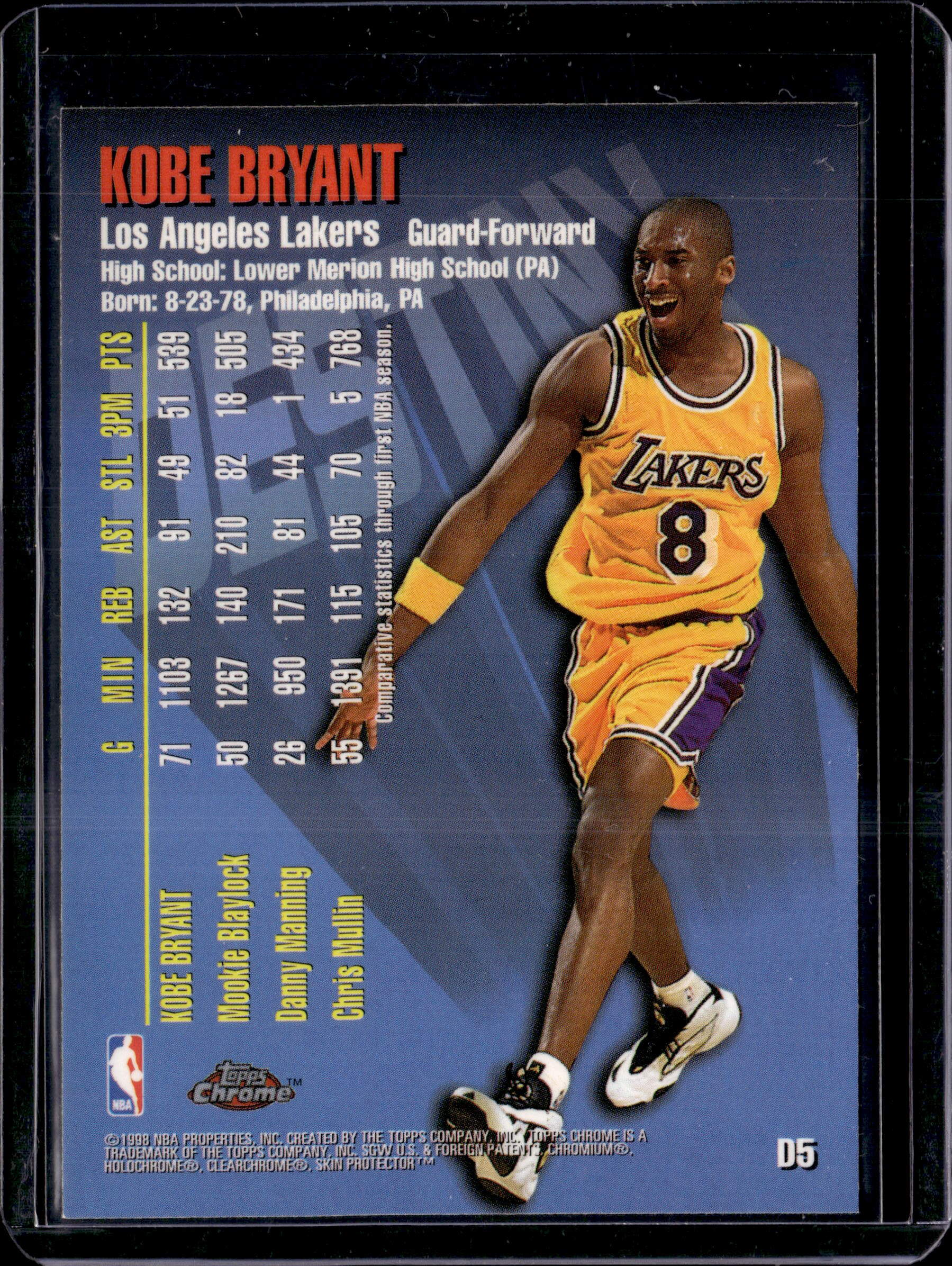 1998 Topps Chrome Destiny Kobe Bryant D5