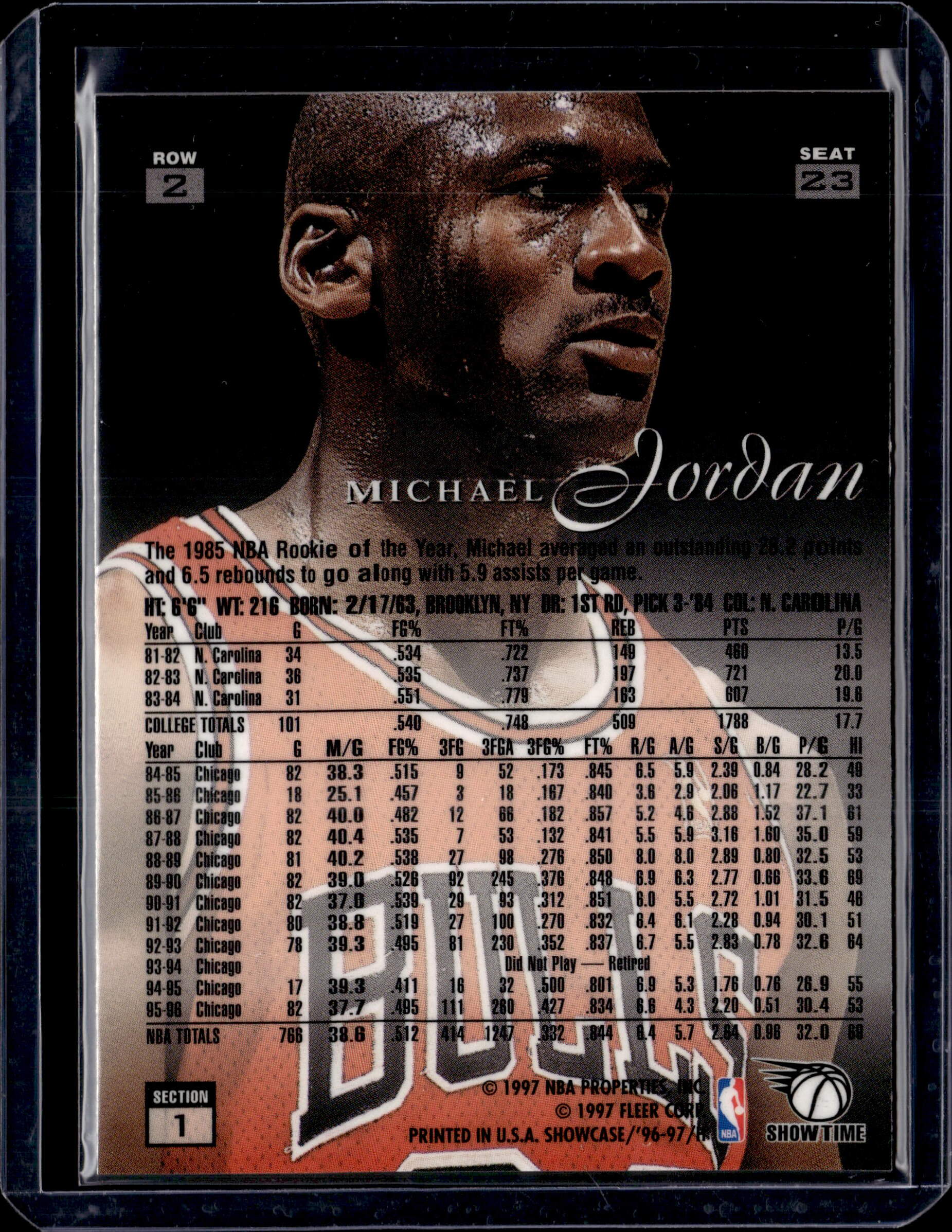 1997 Flair Showcase Michael Jordan Sec.1 Row.2. Seat.23