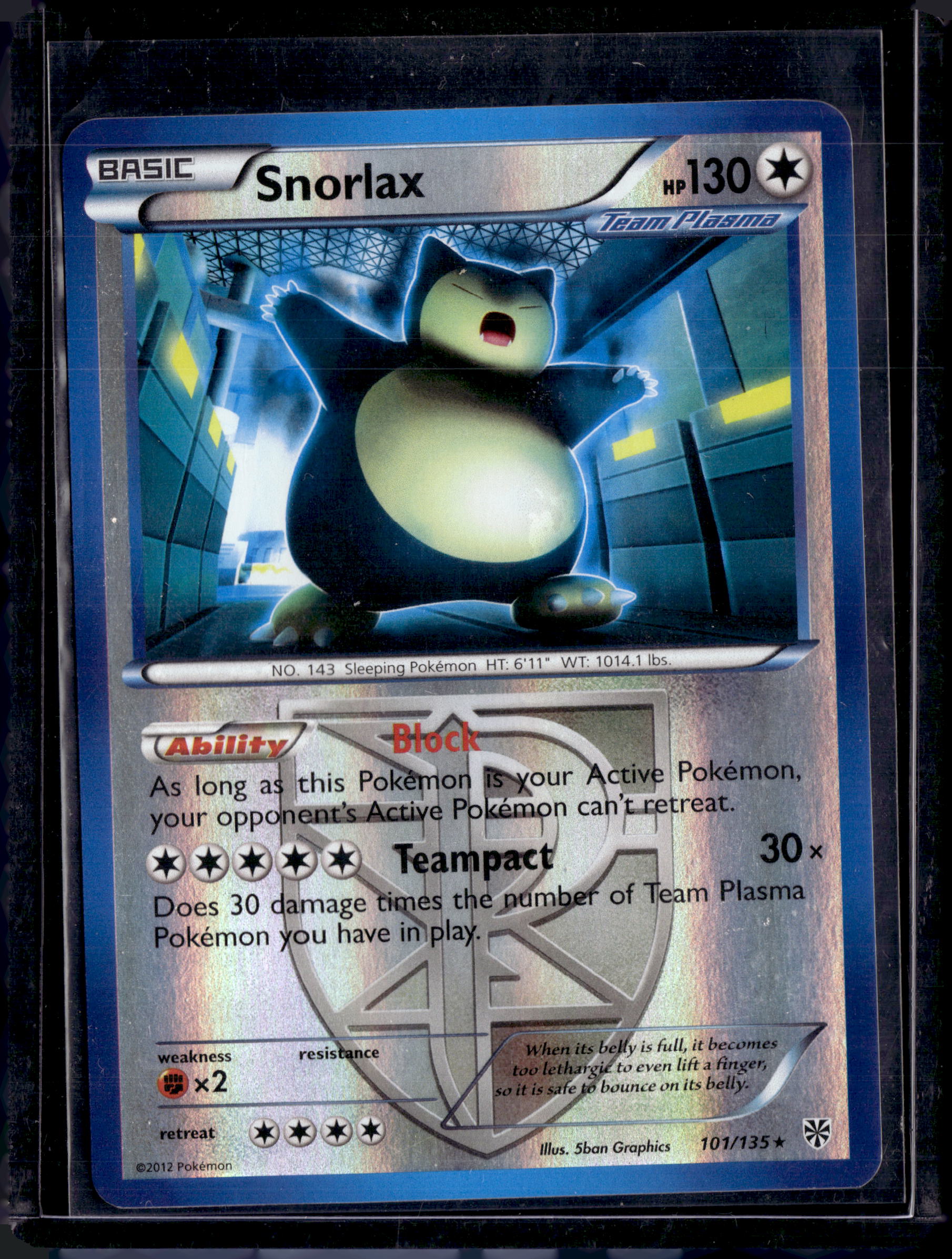 2012 Plasma Storm Snorlax Rare Reverse Holo 101/135