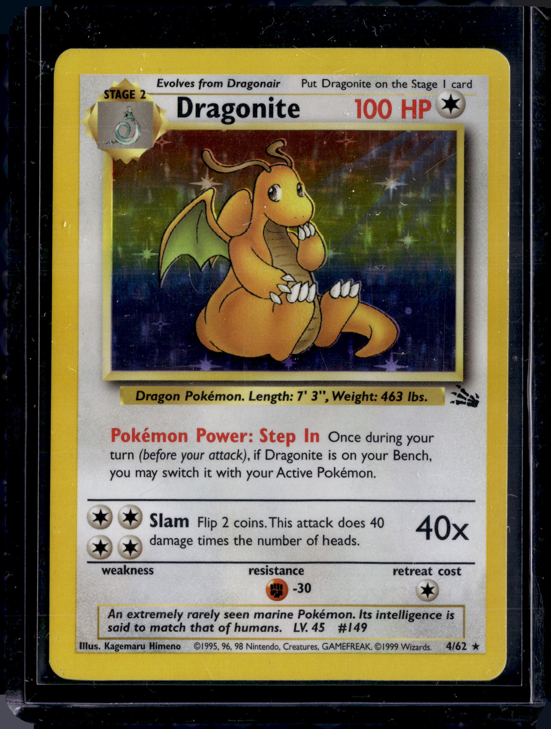 1999 Fossil Dragonite Holo Raree