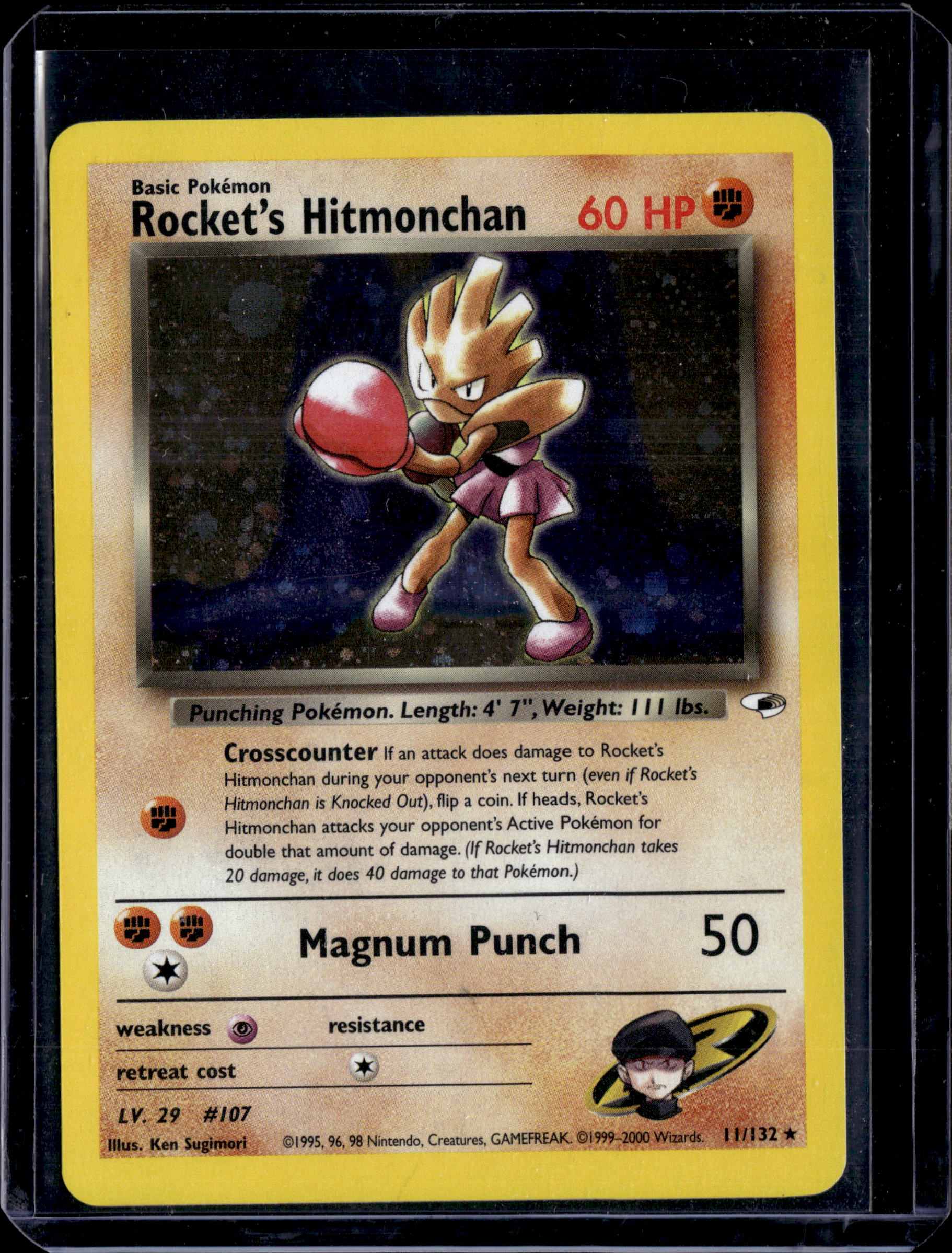 2000 Gym Heroes Rocket's Hitmonchan Holo Rare