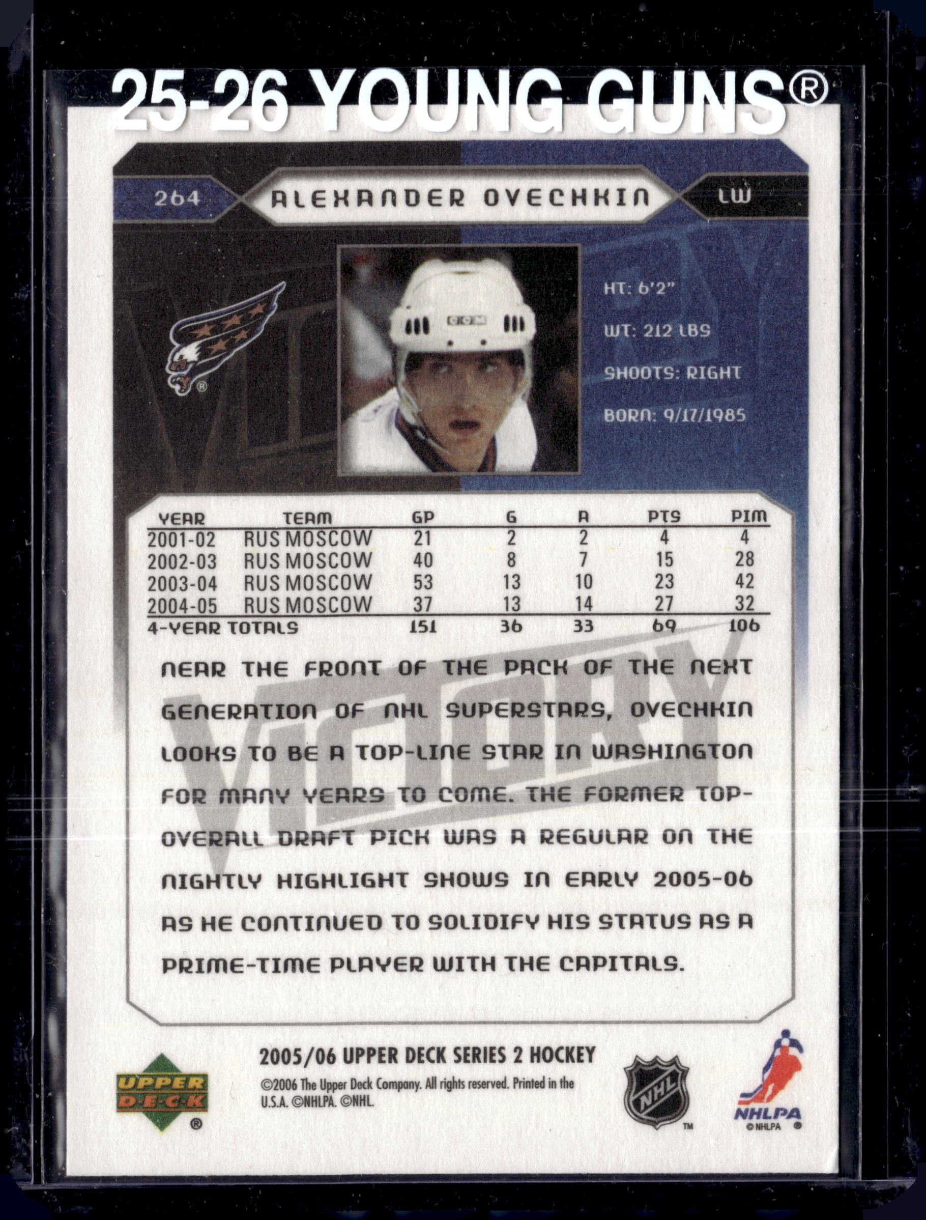 2005/06 Upper Deck Series 2 Alexander Ovechkin Victory Rookie (B)