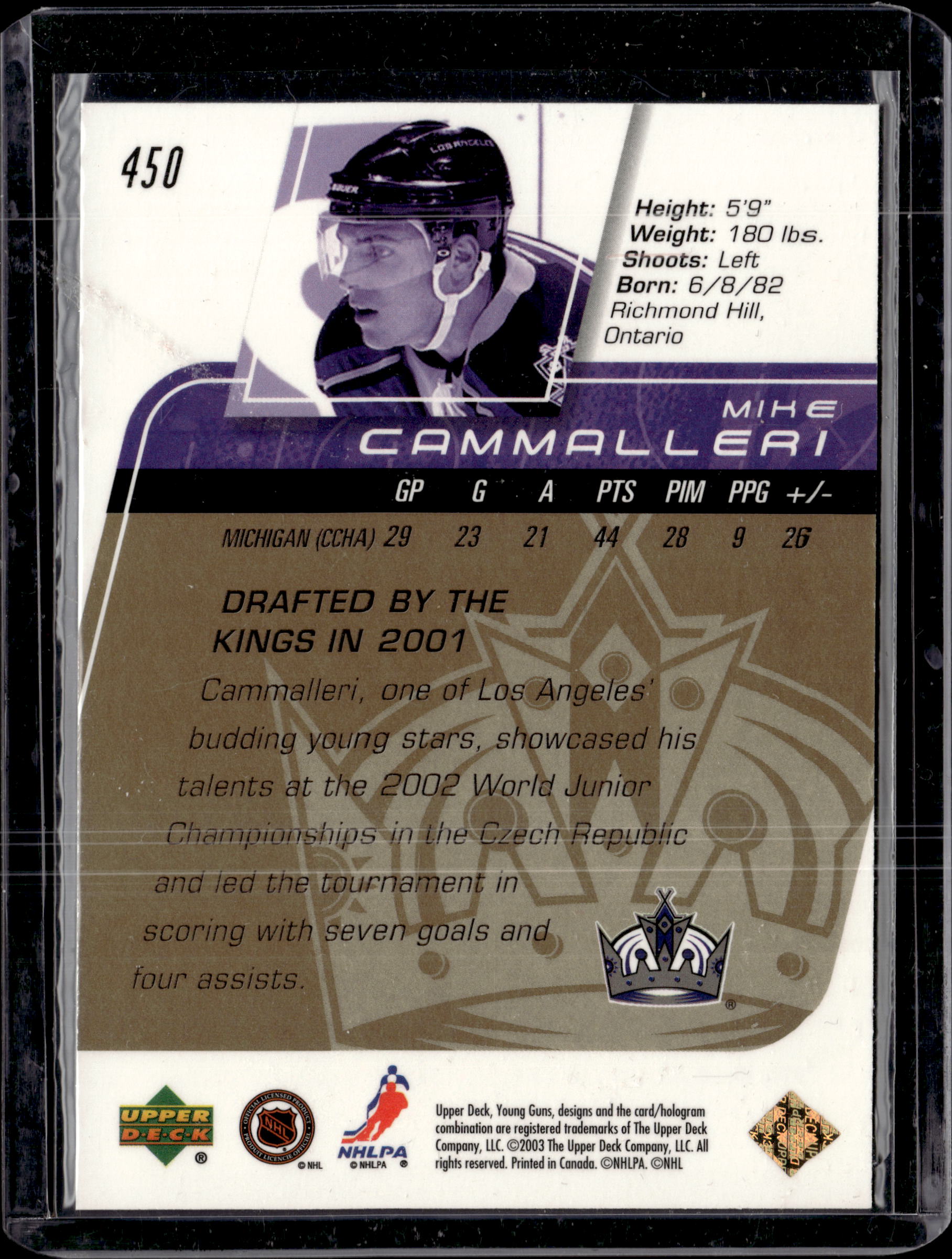 2003 Upper Deck Young Guns Exclusive Mike Cammalleri /75