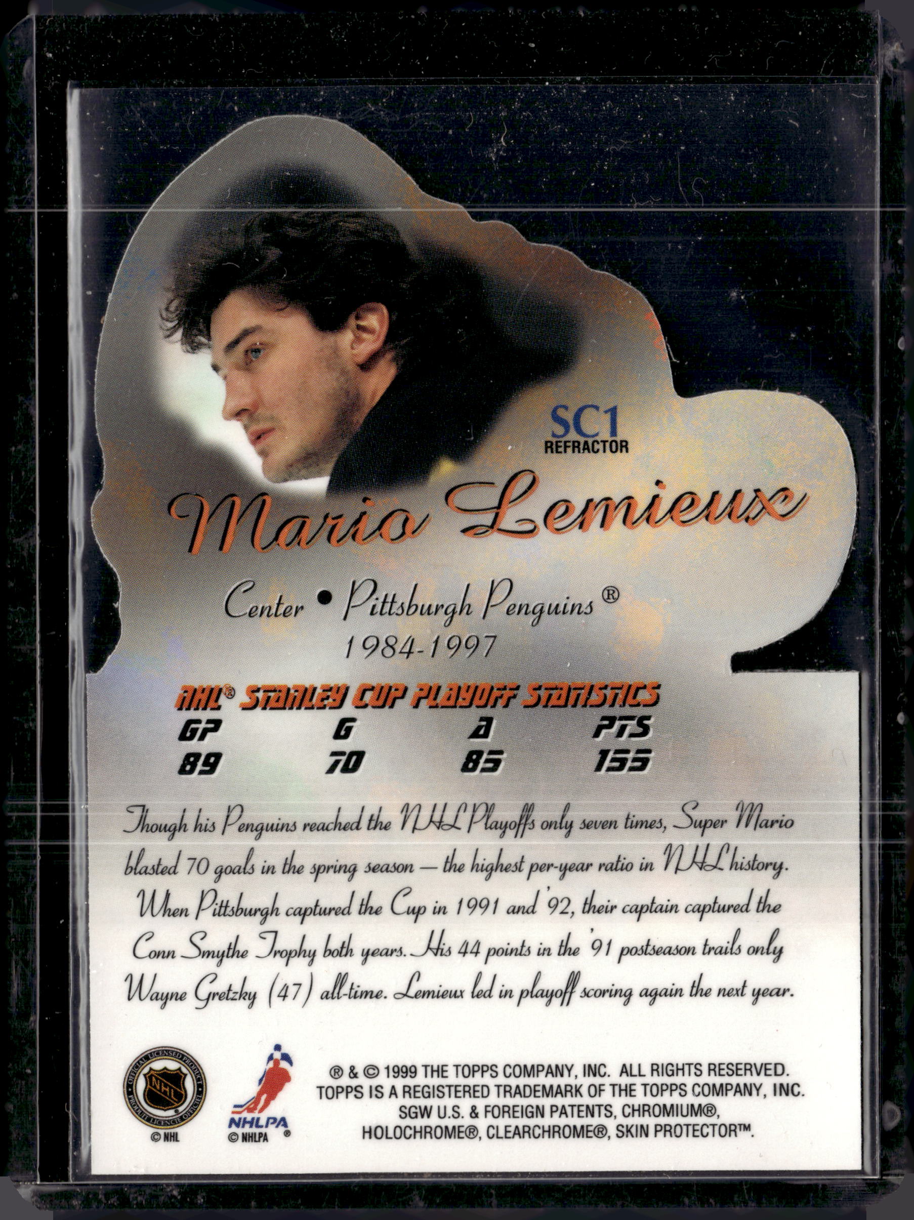 1999 Topps Stanley Cup Heroes Mario Lemieux Refractor #SC1