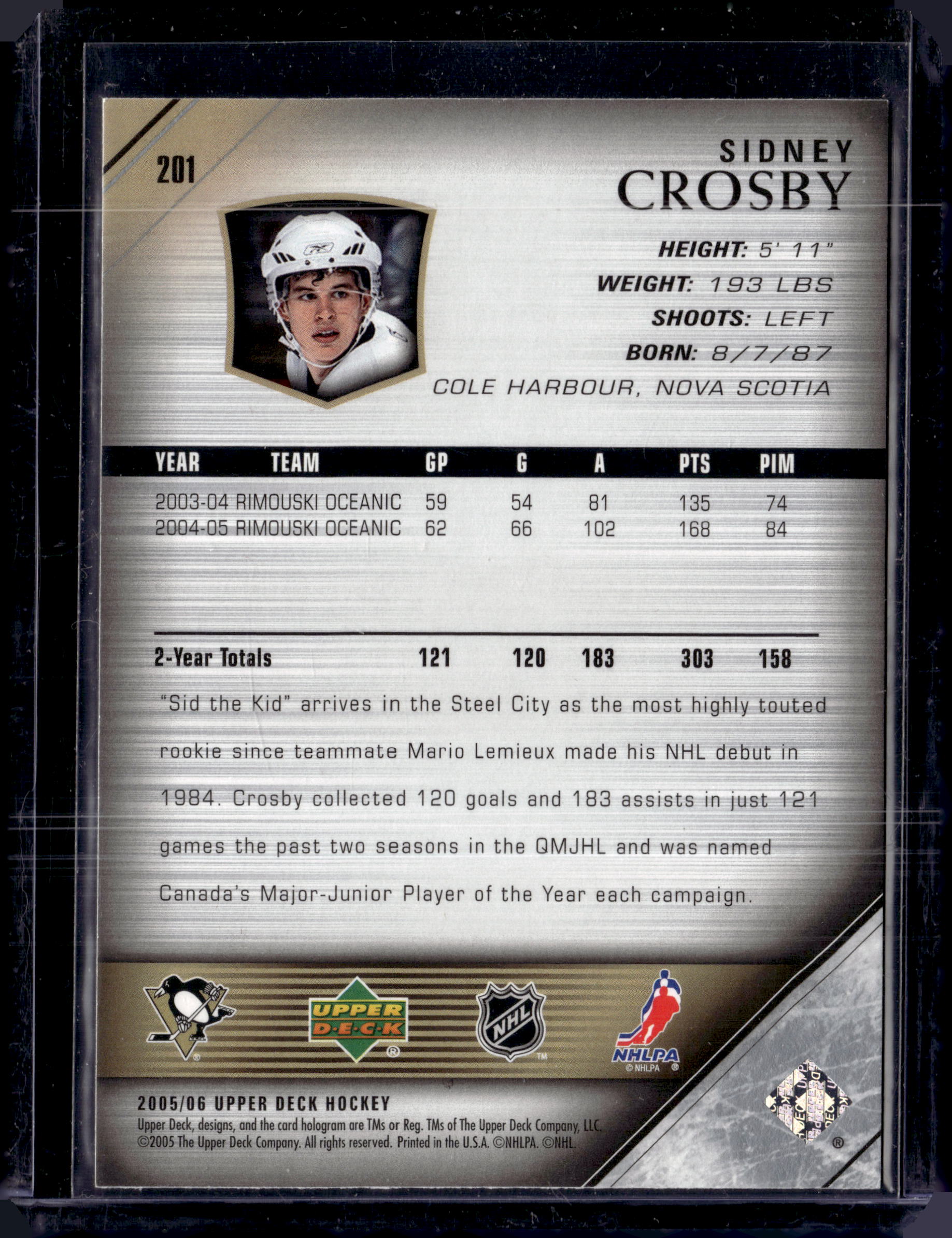 2005/06 Upper Deck Young Guns Sidney Crosby #201