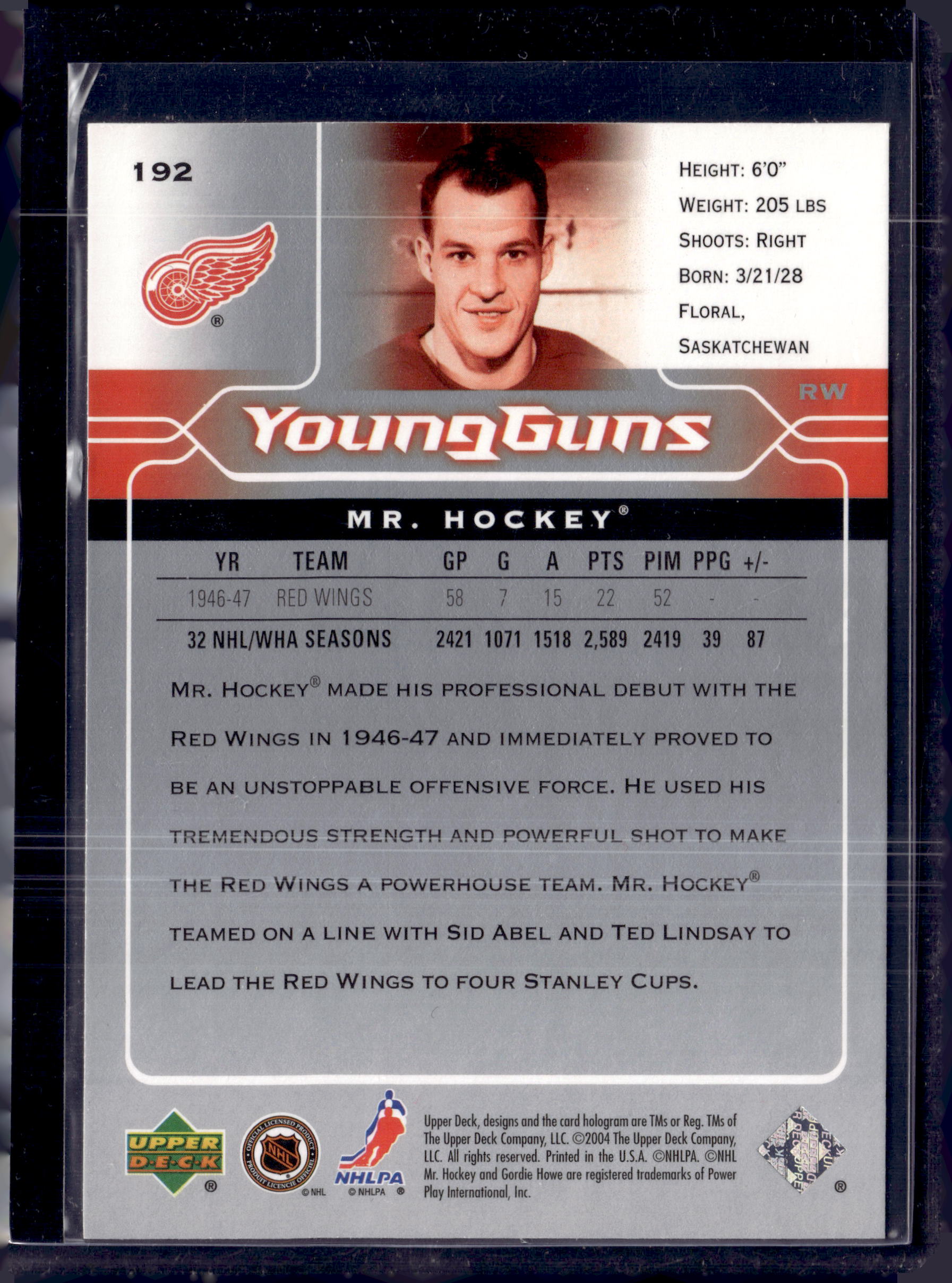2004 Upper Deck Young Guns Mr. Hockey Gordie Howe #192