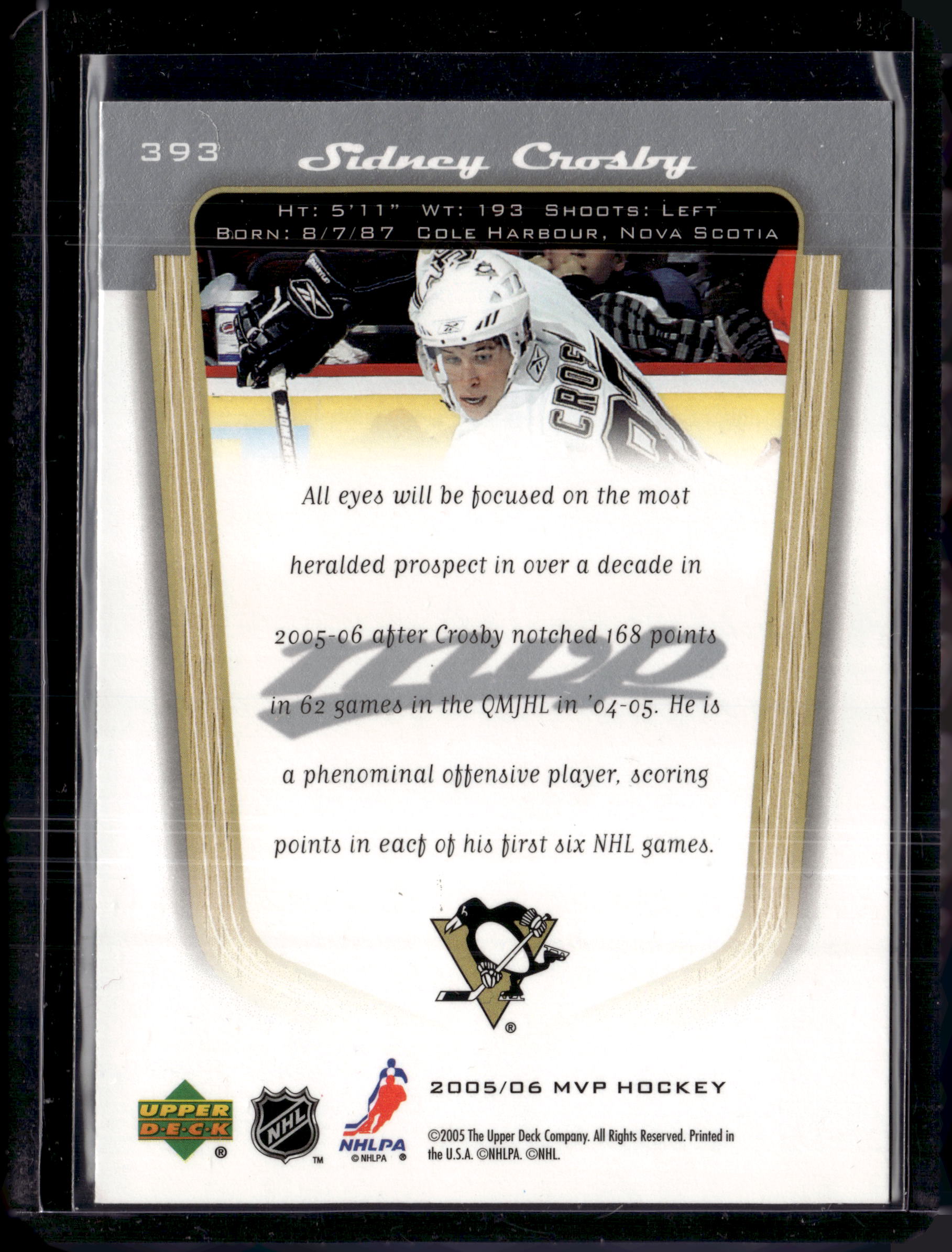 2005/06 MVP Hockey Rookies Sidney Crosby #393