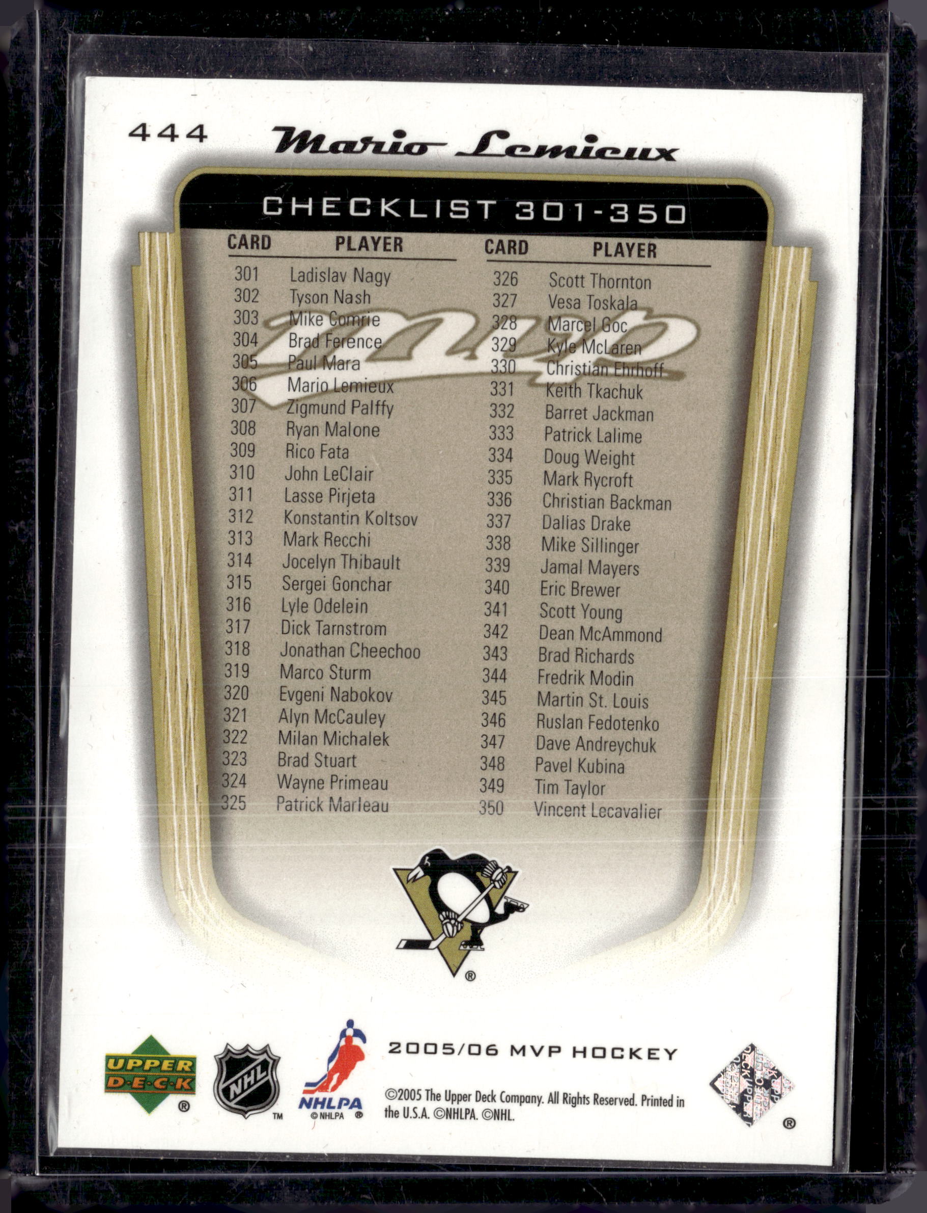 2005/06 Upper Deck MVP Gold Mario Lemieux /100
