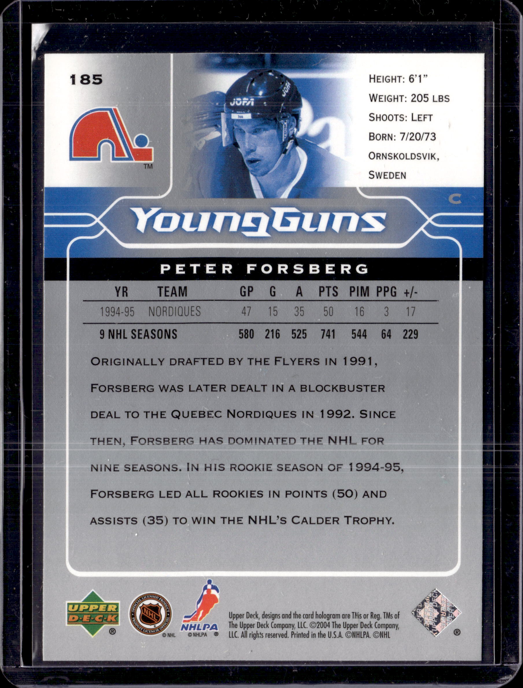 2004 Upper Deck Young Guns Peter Forsberg