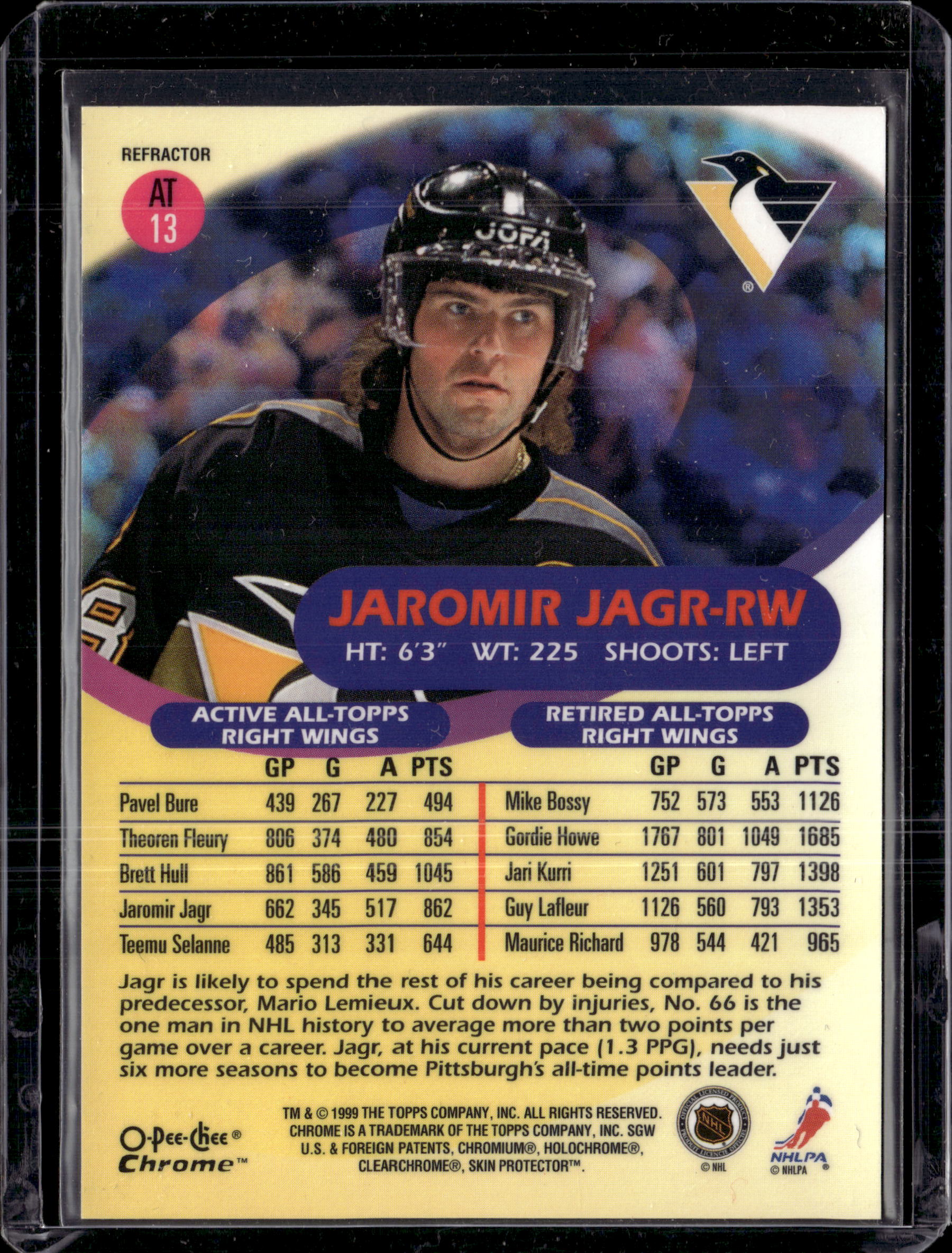 1999 Topps O-Pee-Chee Chrome All-Topps Jaromir Jagr Refractor