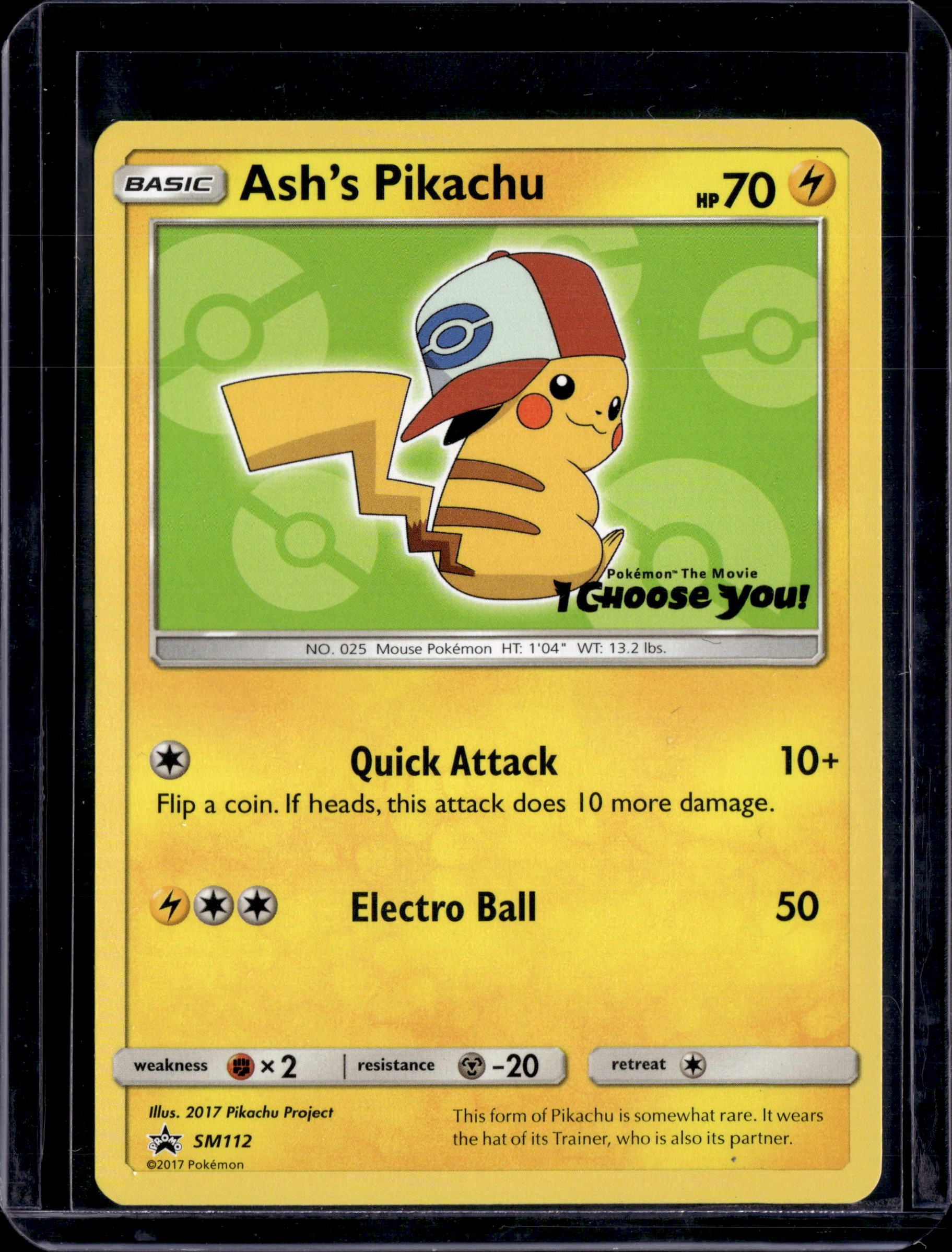 2017 Sun & Moon Promo Ash's Pikachu SM112
