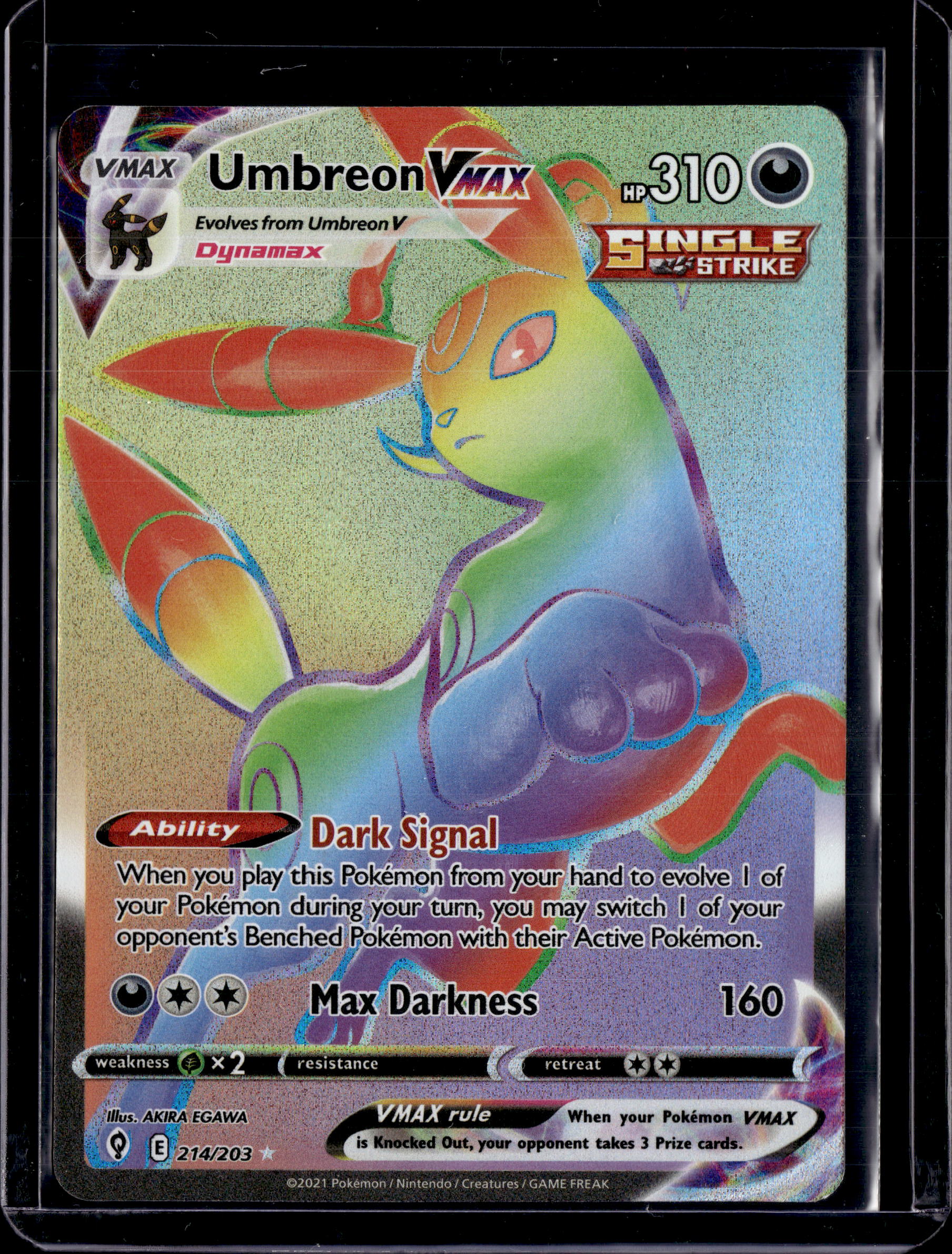 2021 Evolving Skies Umbreon VMax Secret Rare 214/203 (B)
