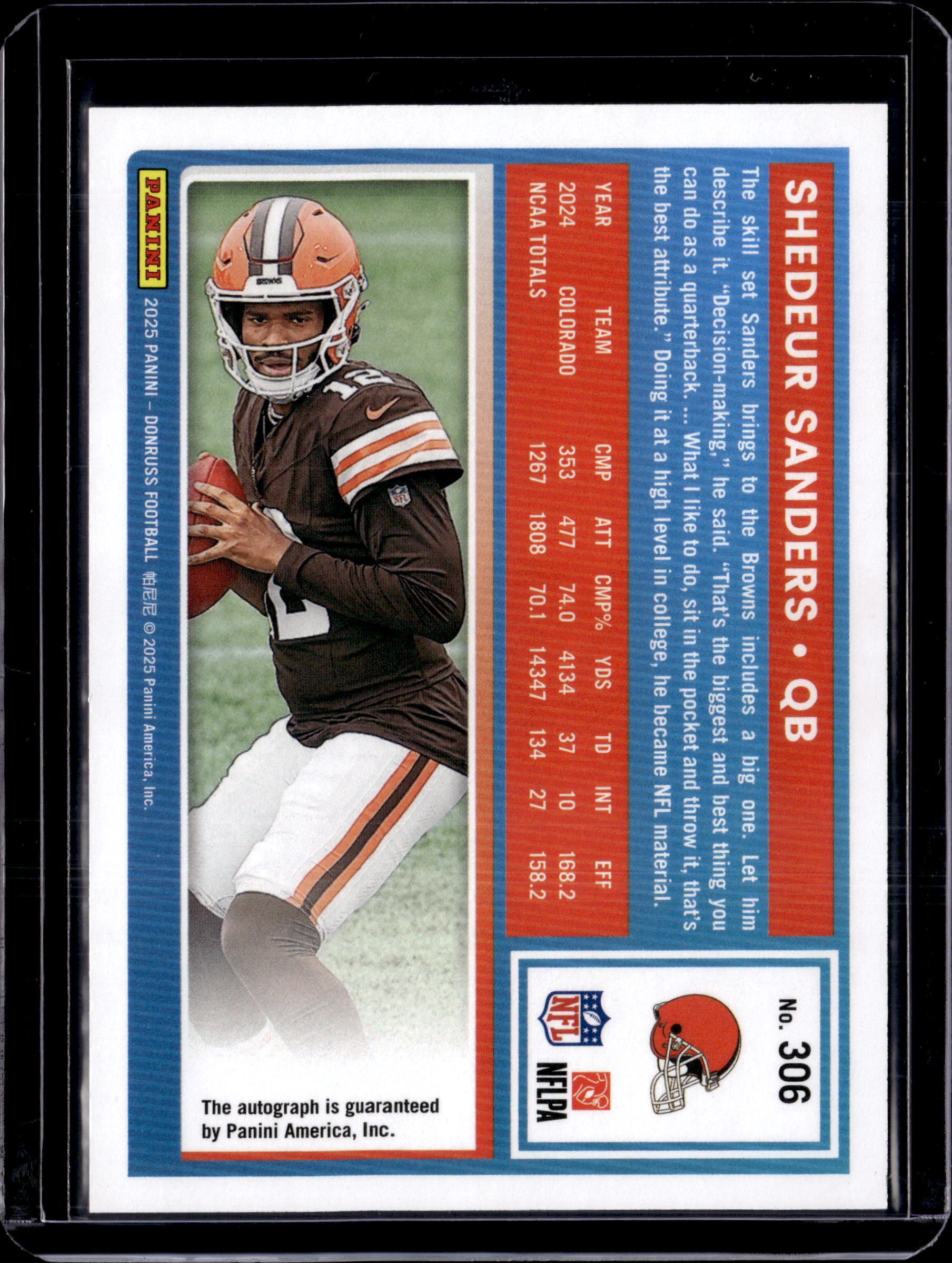 2025 Donruss Shedeur Sanders Orange Rated Rookie Auto