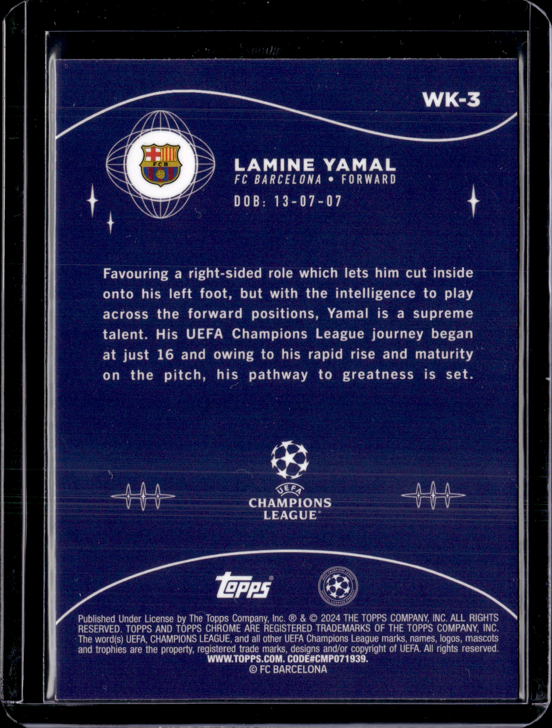 2024 Topp Chrome Lamine Yamal Sapphire Wonderkids #WK-3