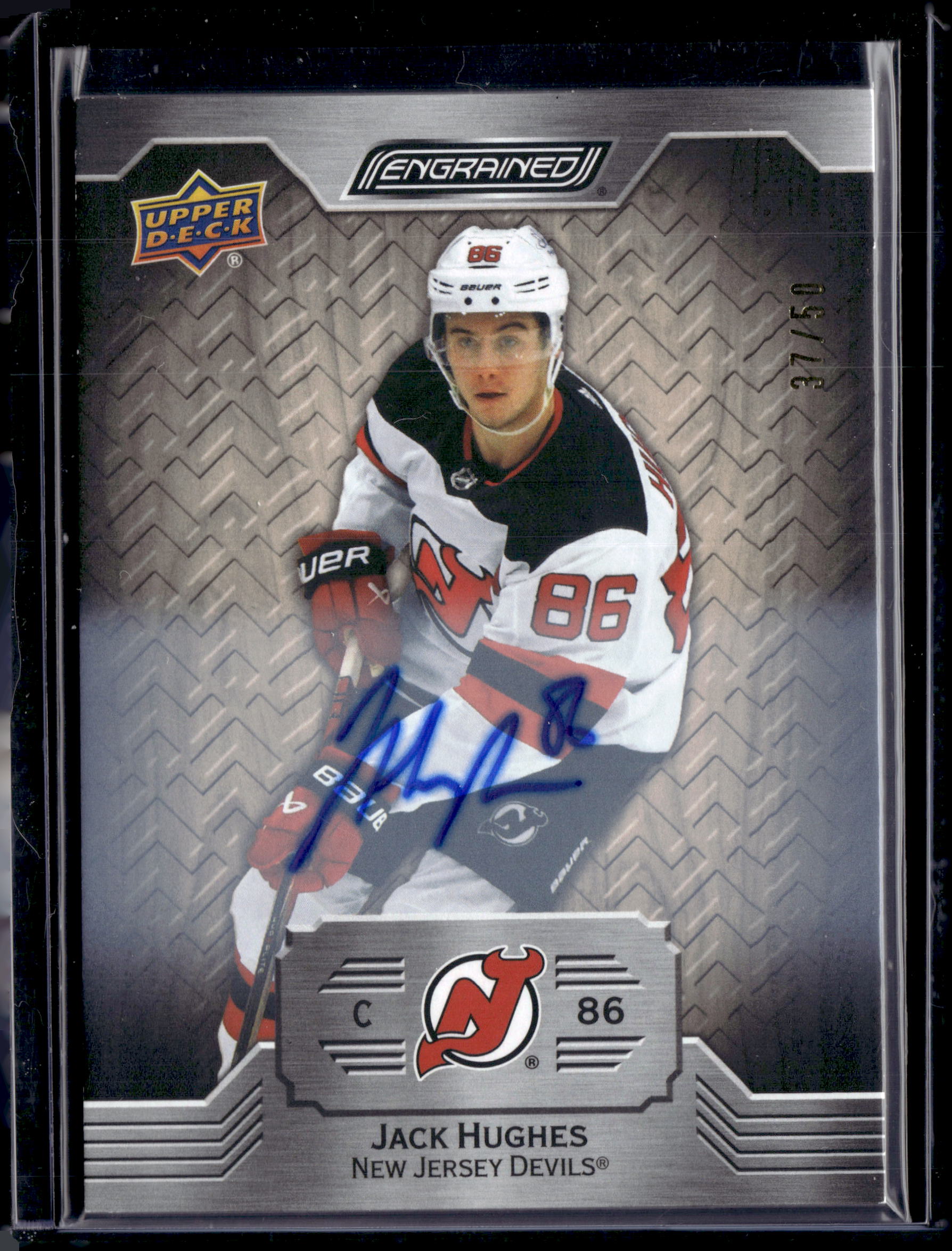 2023-24 Engrained Jack Hughes White Birch Auto /50
