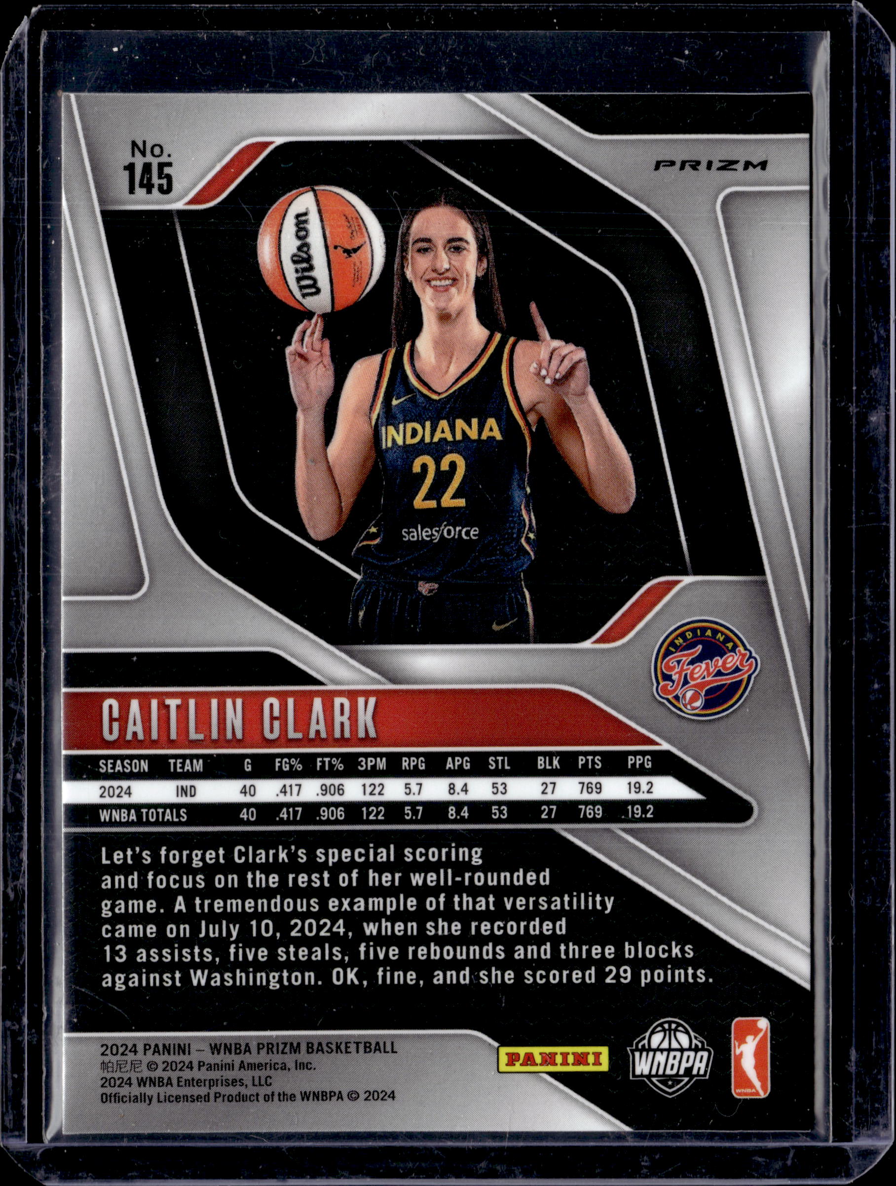 2024 Panini WNBA Prizm Caitlin Clark #145 Variation Silver Cracked Ice Prizm RC