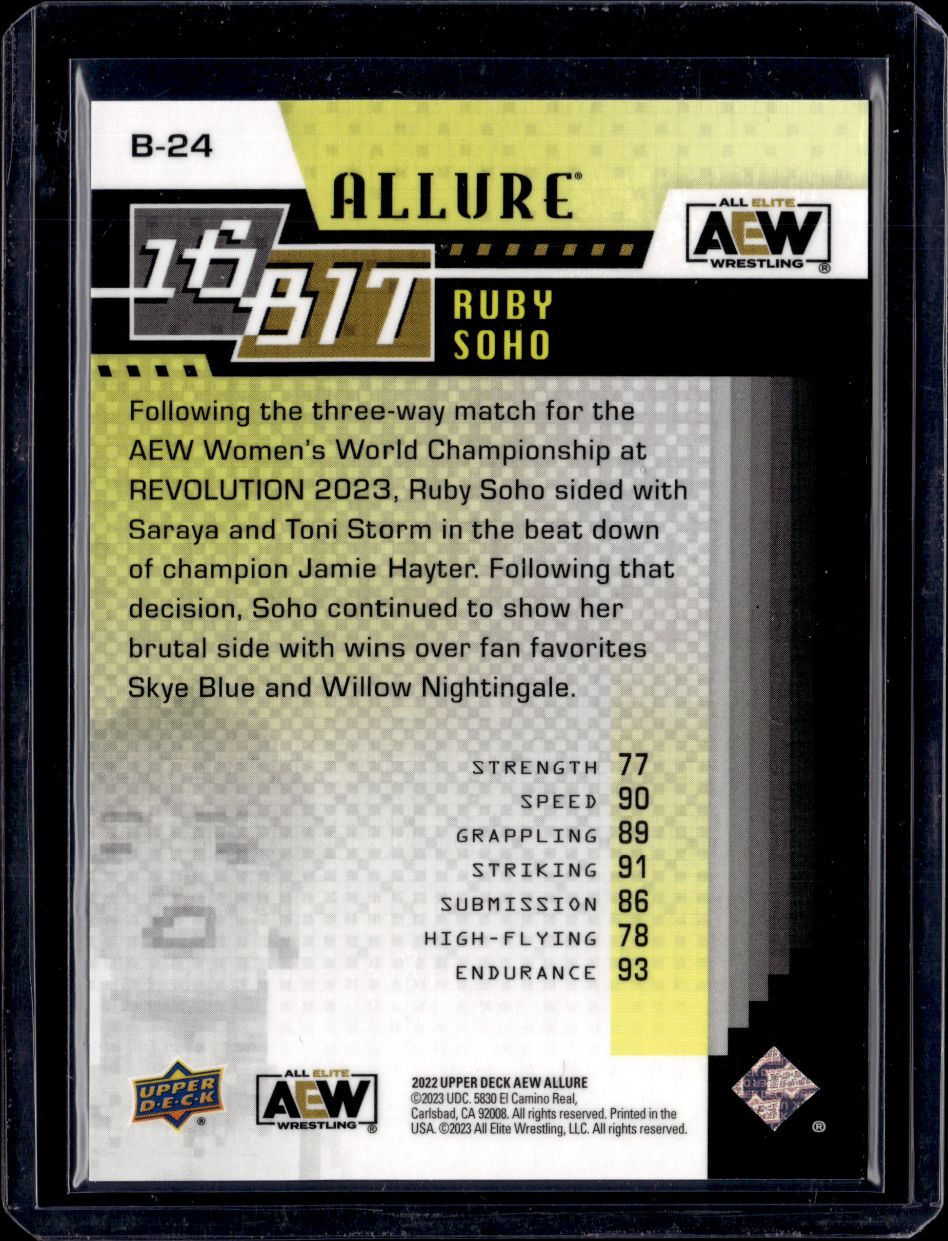 2022 Upper Deck Allure AEW #B-24 Ruby Soho 16 Bit