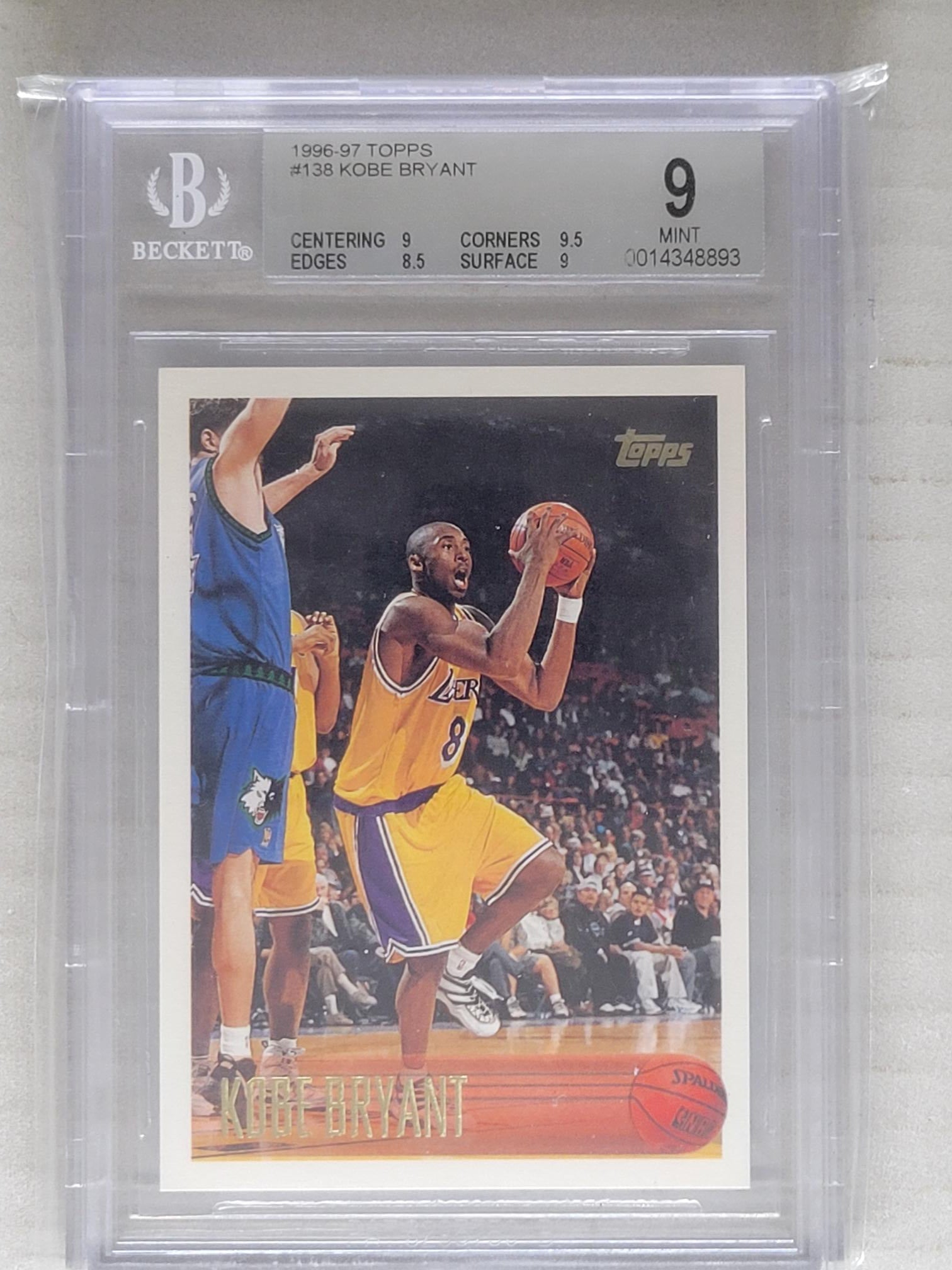 1996-97 Topps Kobe Bryant Rookie RC #138 Lakers BGS 9