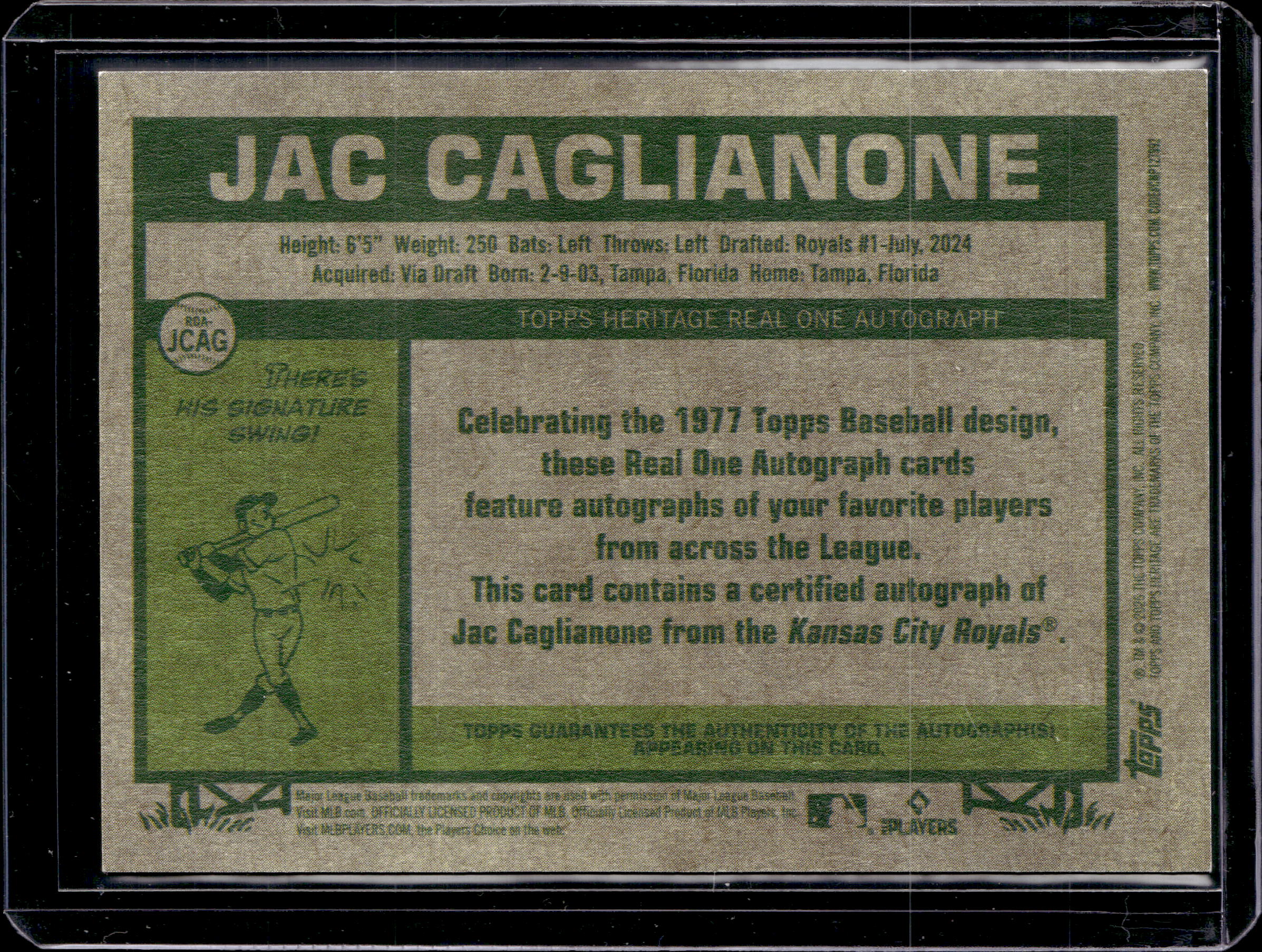2026 Topps Heritage Real One Auto Jac Caglianone Rookie