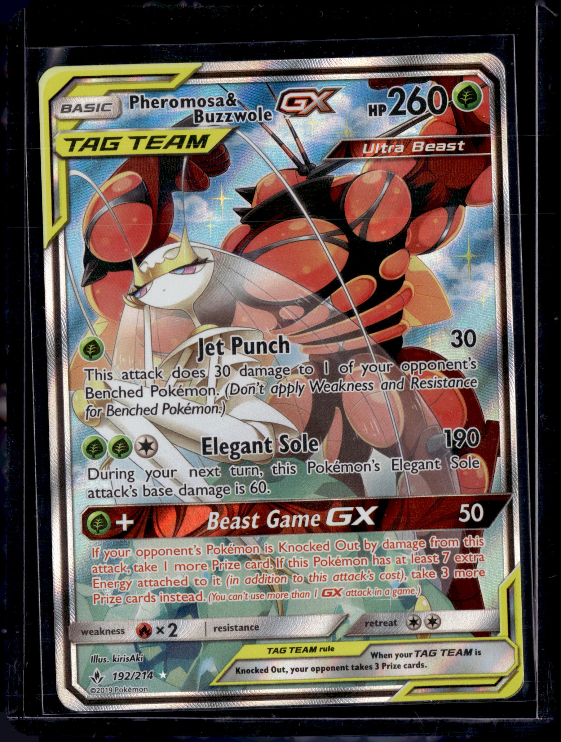 Pokemon TCG Pheromosa & Buzzwole GX 192/214 Unbroken Bonds Ultra Rare Holo