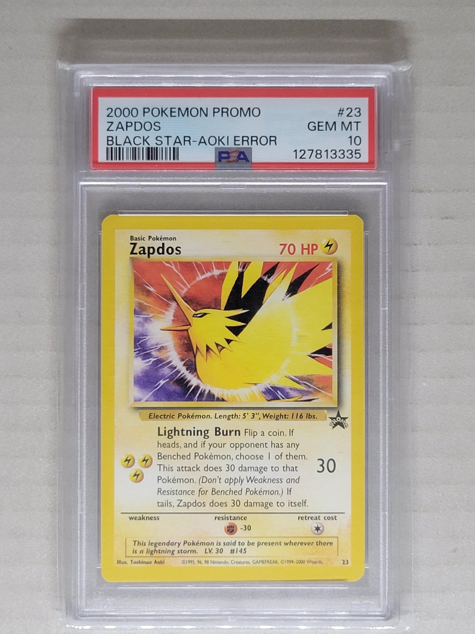 PSA 10 Zapdos Black Star Promo #23 Aoki Error