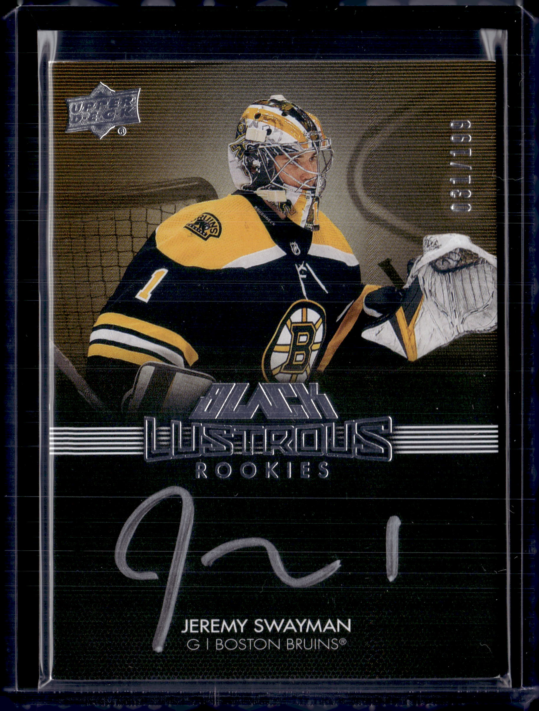 2021-22 Black Lustrous Rookie Auto Jeremy Swayman /199