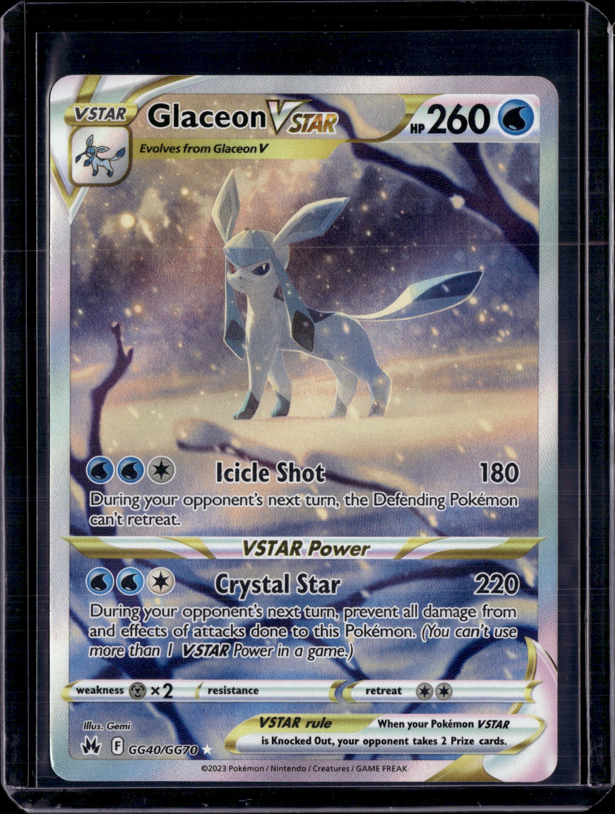 2023 Crown Zenith Galarian Gallery Glaceon VStar Ultra Rare GG40/GG70