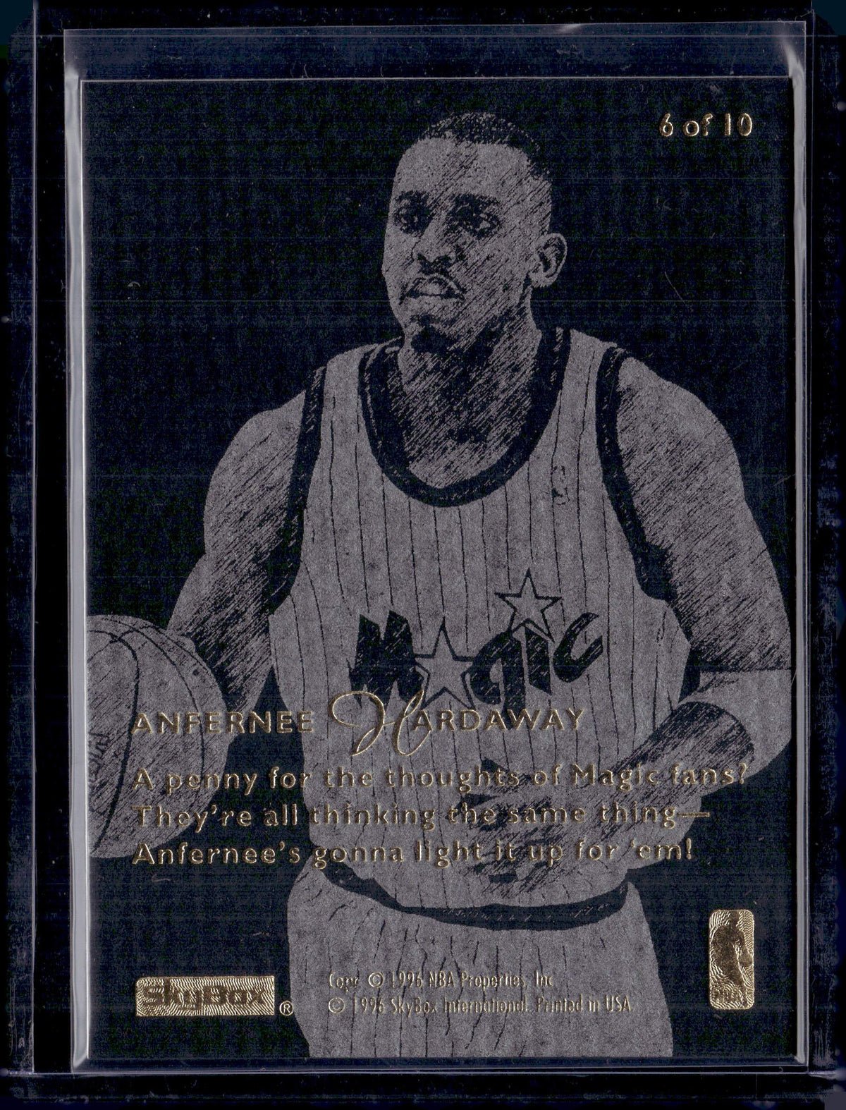 Anfernee Hardaway 1995-96 Skybox E-XL Natural Born Thrillers Insert #6 Magic