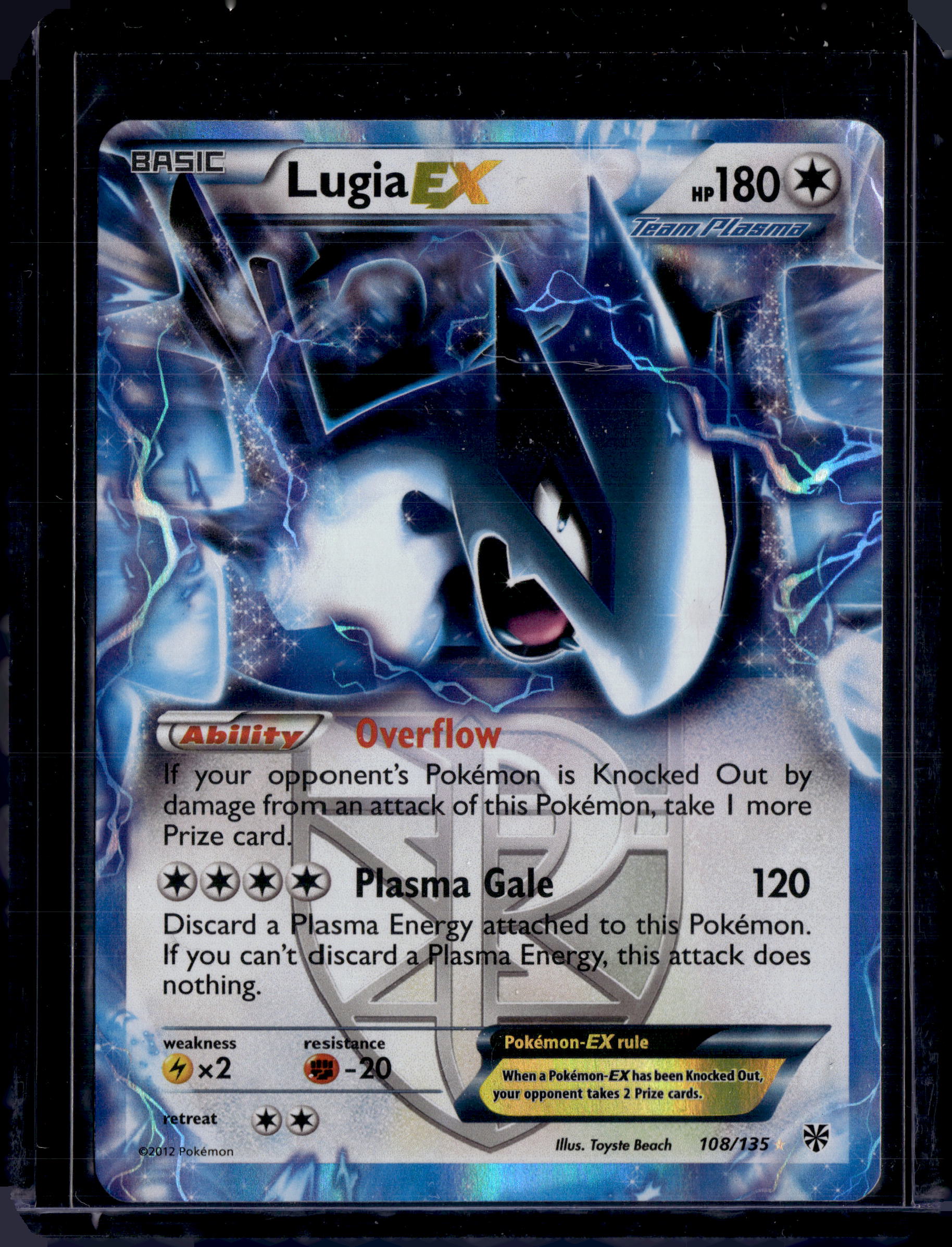 2013 Pokemon Black and White Lugia EX (Team Plasma) 108/135 Plasma Storm Holo