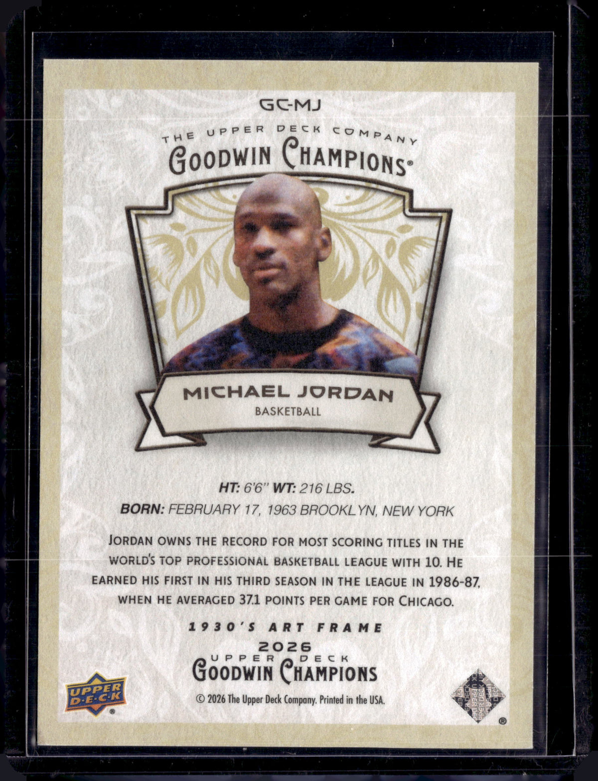 2026 Upper Deck Goodwin Champions Michael Jordan 1930's Art Frame SSP GC-MJ