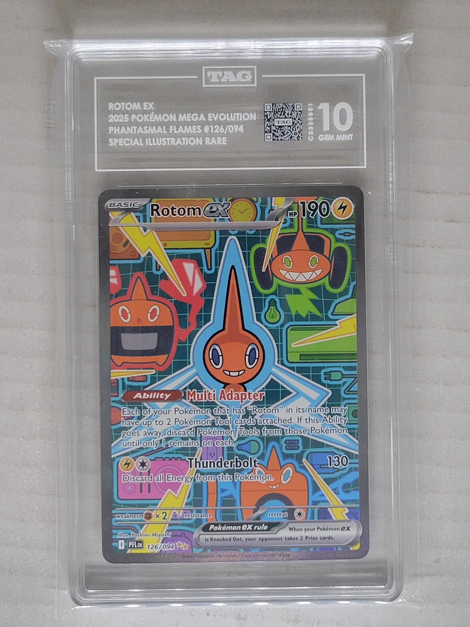 Rotom ex 126/094 Illustration Rare 2025 Phantasmal Flames Holo TAG 10