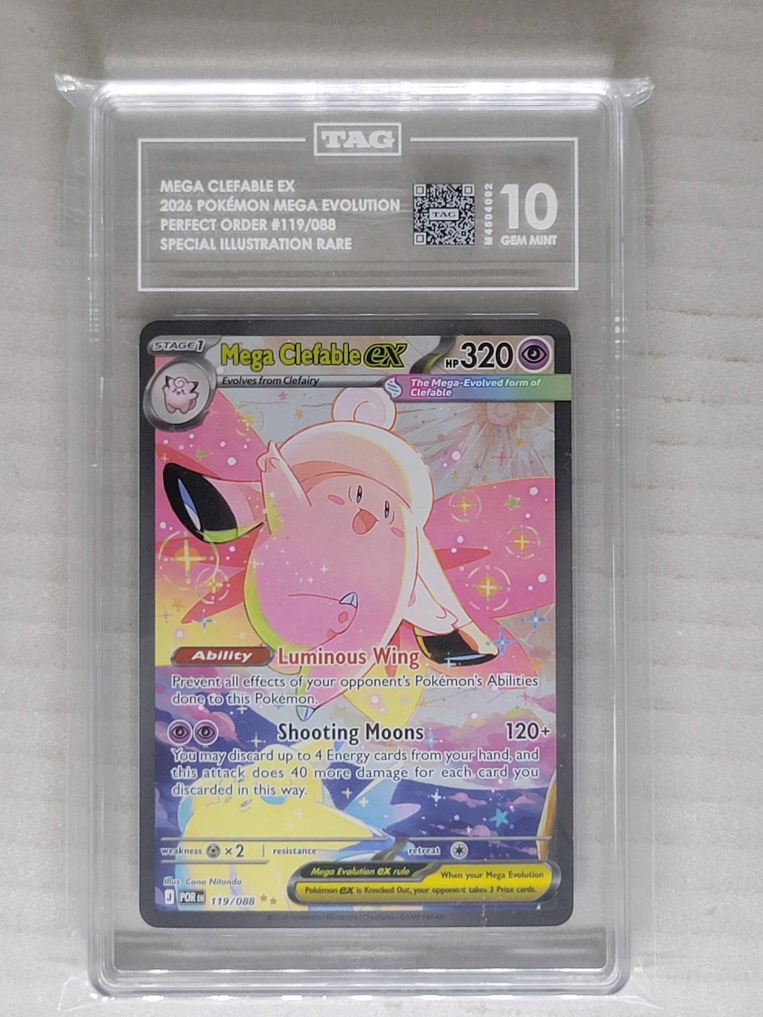 Mega Clefable ex 119/088 SIR Perfect Order GEM MINT TAG 10