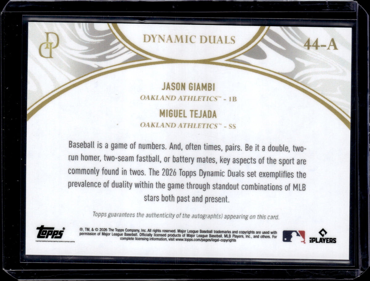 2026 Topp Dynamic Duals Auto Jason Giambi & Miguel Tejada /99