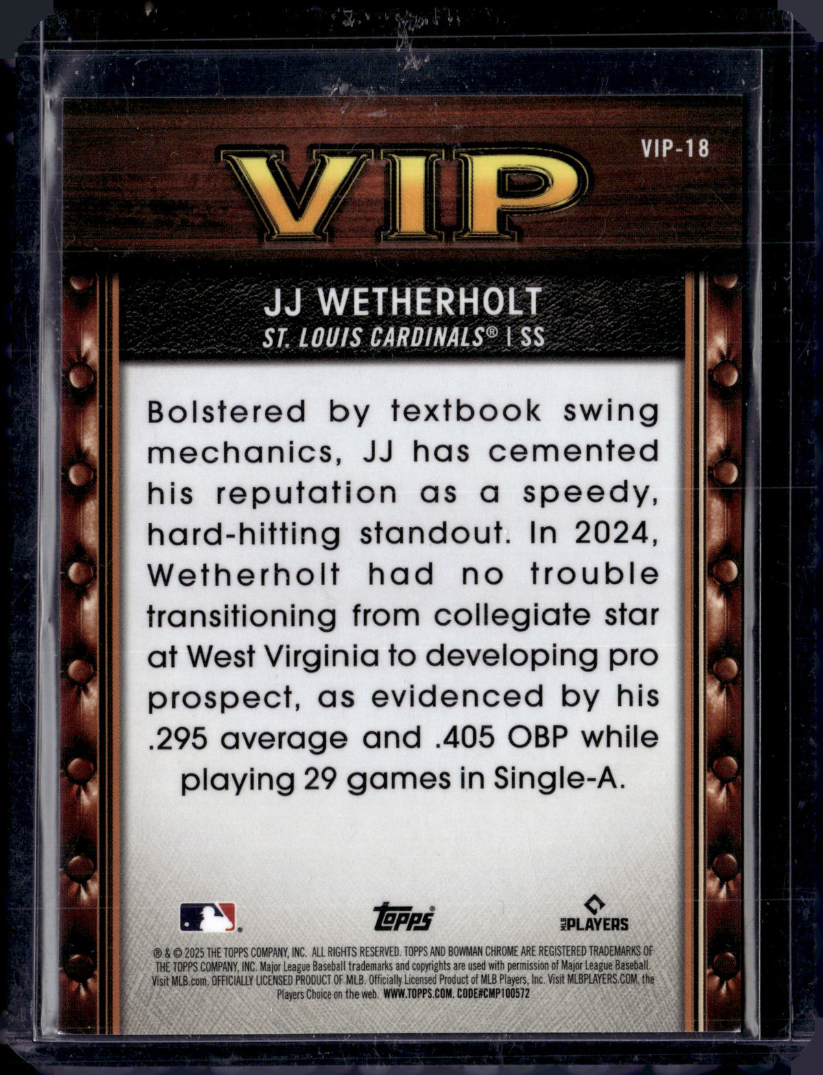 2025 Bowman Chrome JJ Wetherholt VIP /150