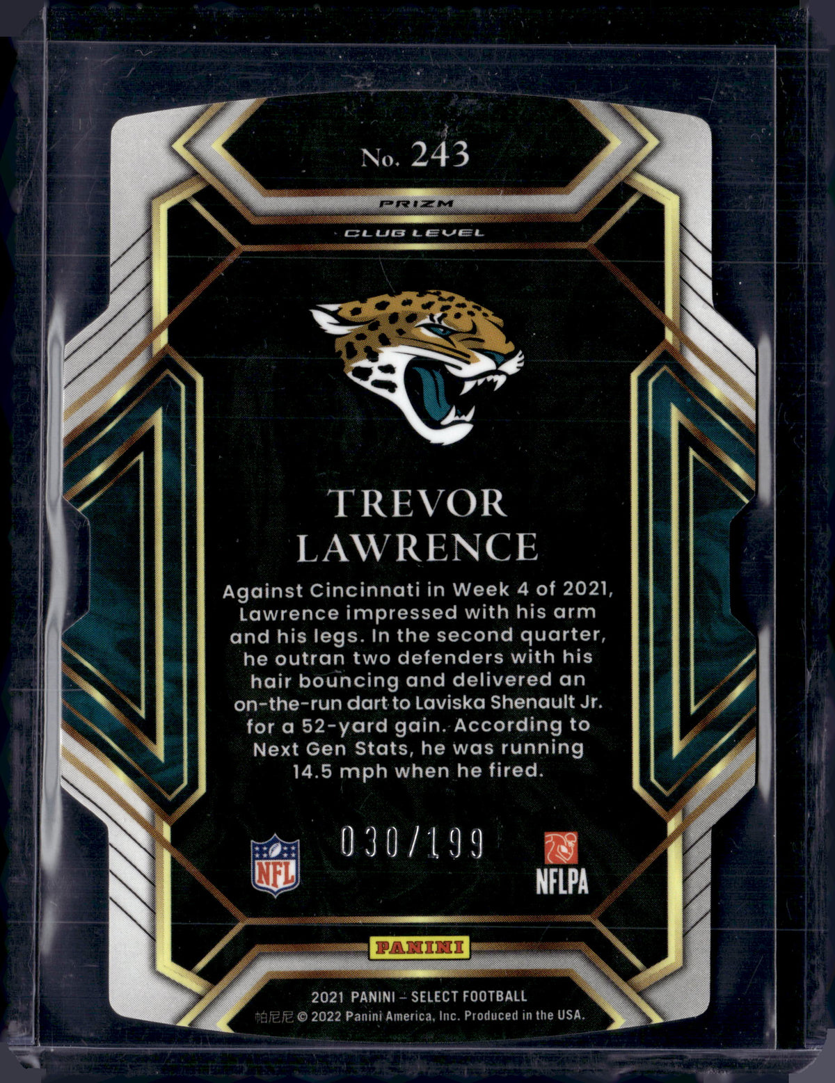 2021 Select Trevor Lawrence Copper Club Level Die-Cut /199