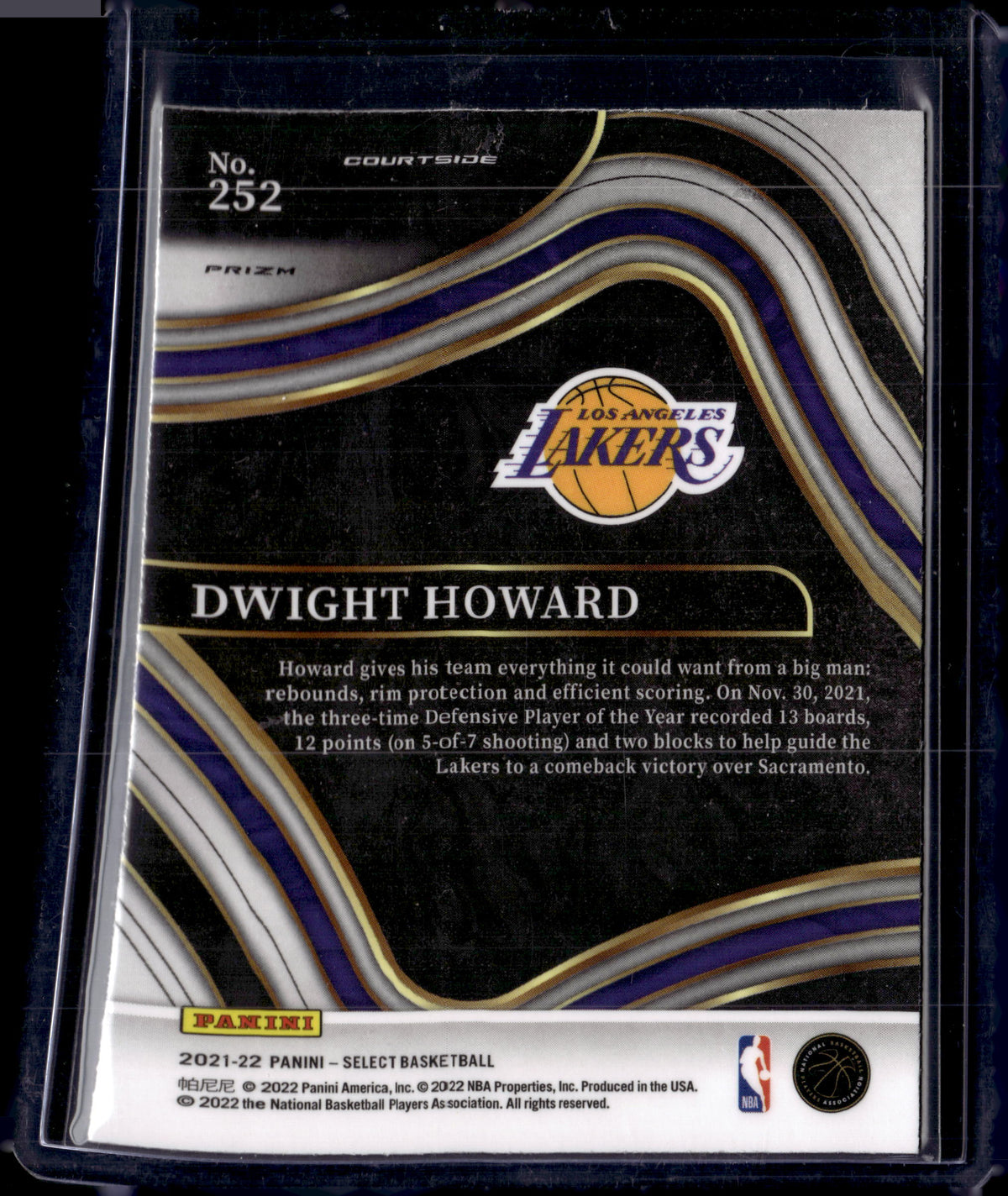 2021-22 Select Dwight Howard Zebra Courtside
