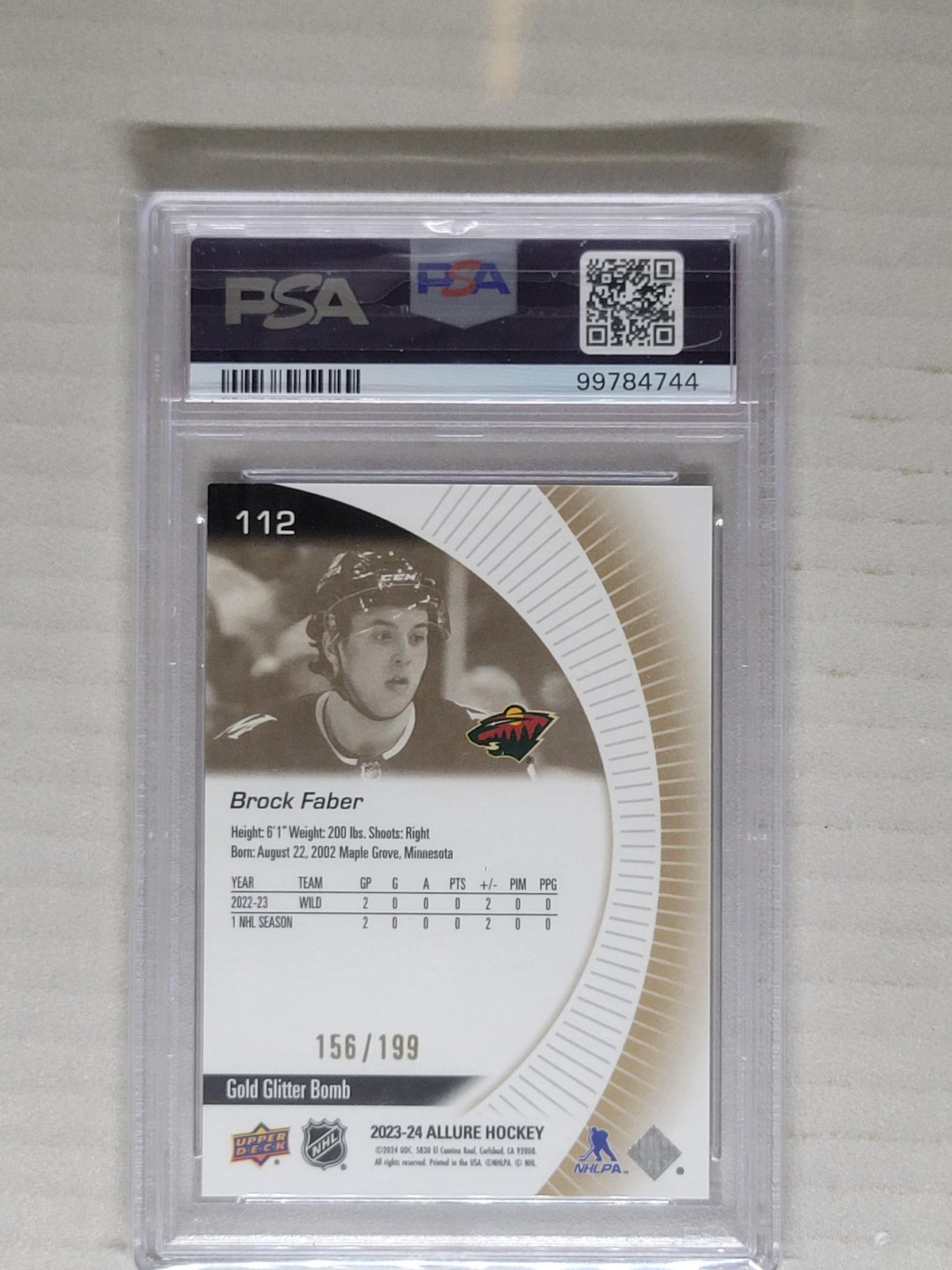 2023 Allure Brock Faber Gold Glitter Bomb /199 PSA 10