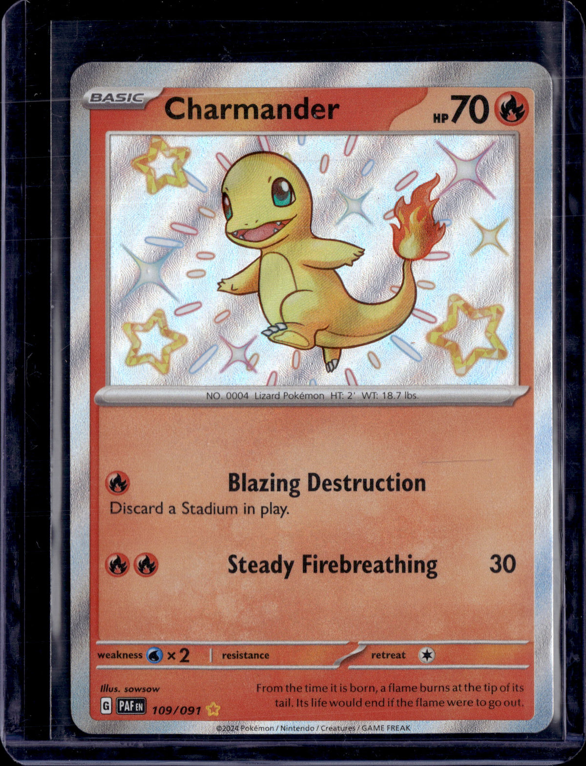 2024 Paldean Fates Charmander Shiny Rare 109/091