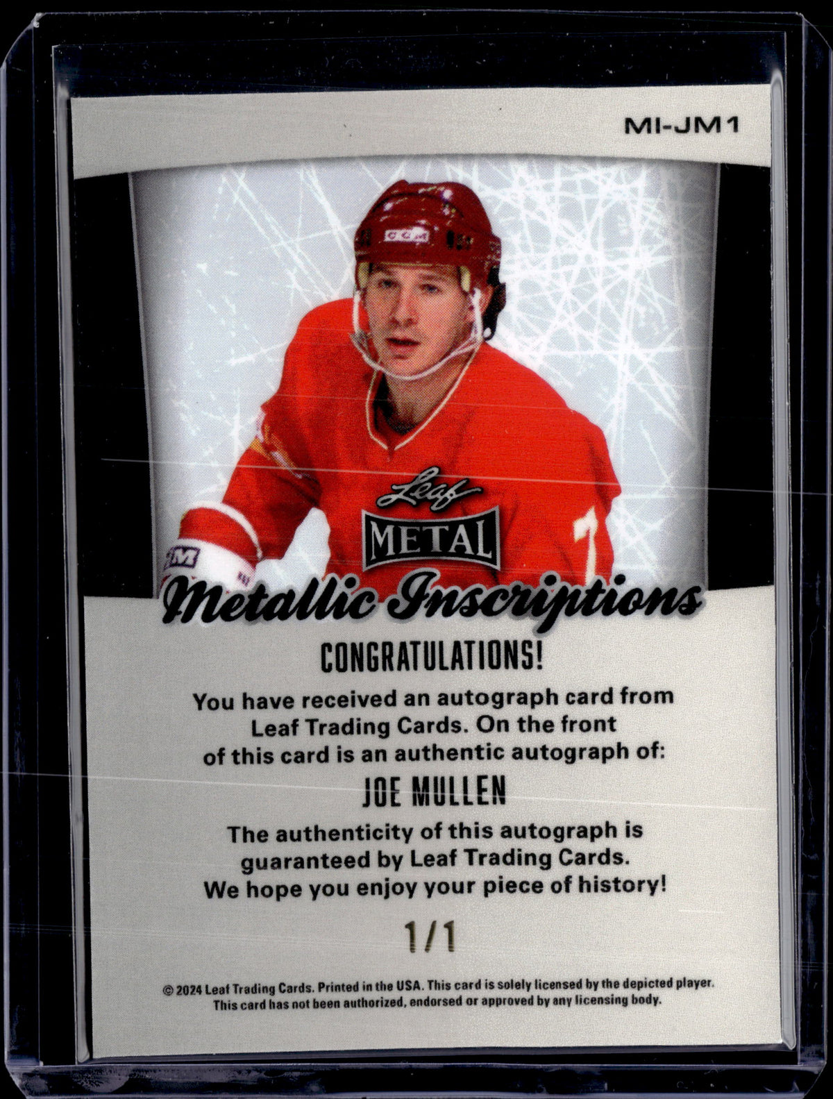 2024 Leaf Metal Hockey Joe Mullen Metallic Inscriptions 1/1
