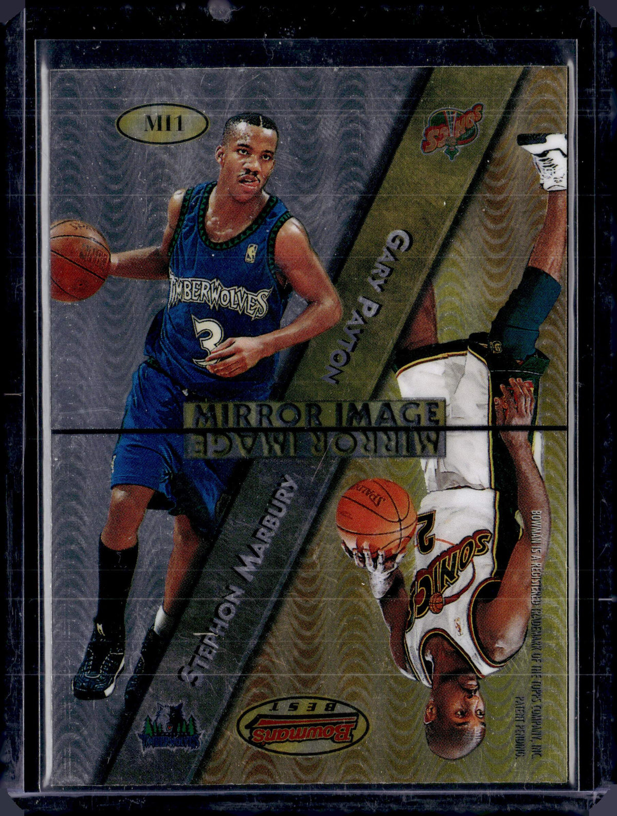 1997 Bowman's Best Mirror Image Ref #MI1 Jordan/Mercer/Marbury/Payton