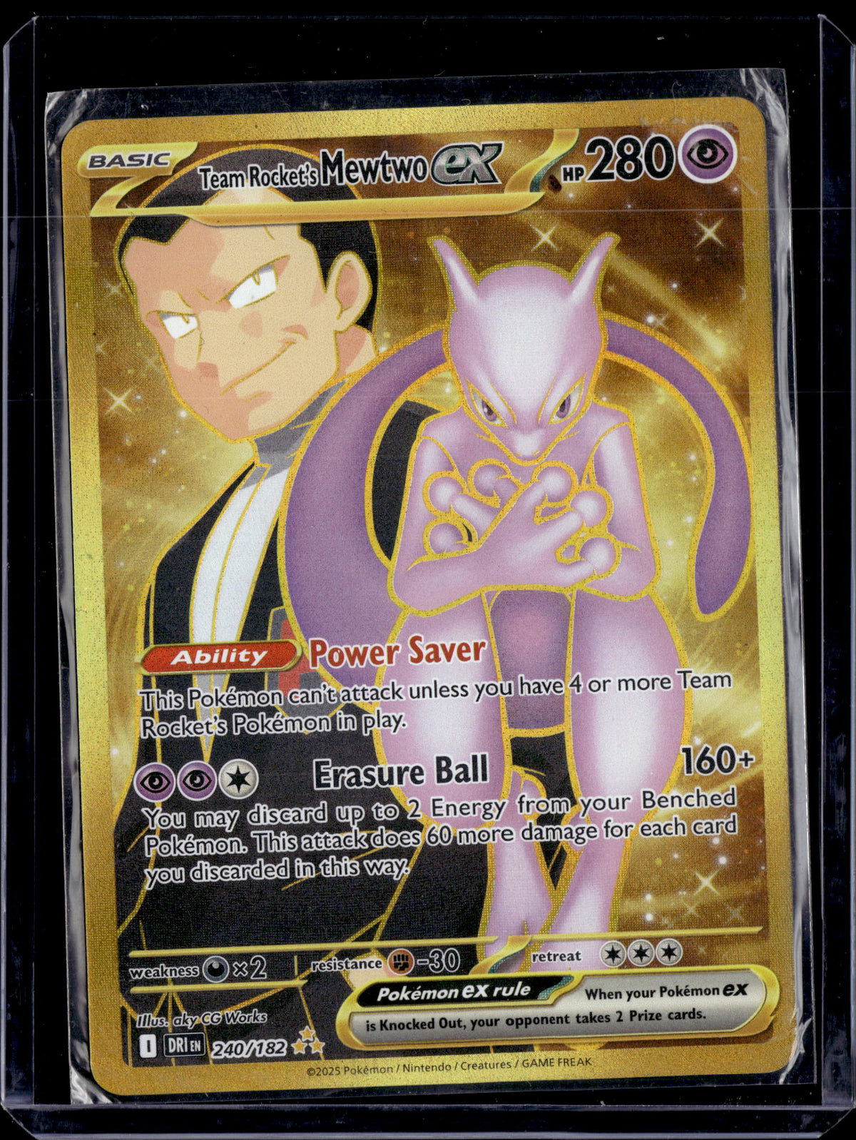 2025 Pokemon Destined Rivals Team Rocket's Mewtwo ex #240/182