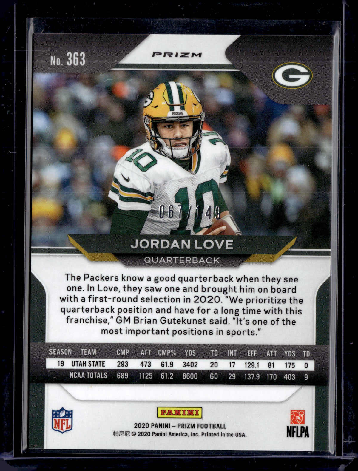 2020 Panini Prizm Rookie Jordan Love #363 Red Wave Prizm 67/149