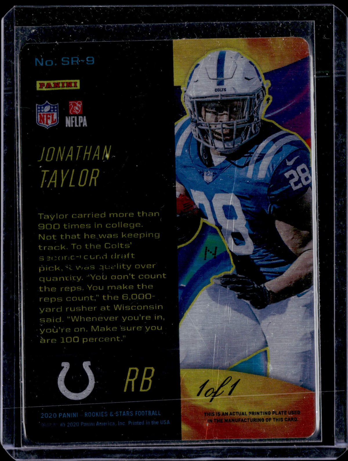 2020 Rookies & Stars Jonathan Taylor 1/1 Printing Plate Rookie