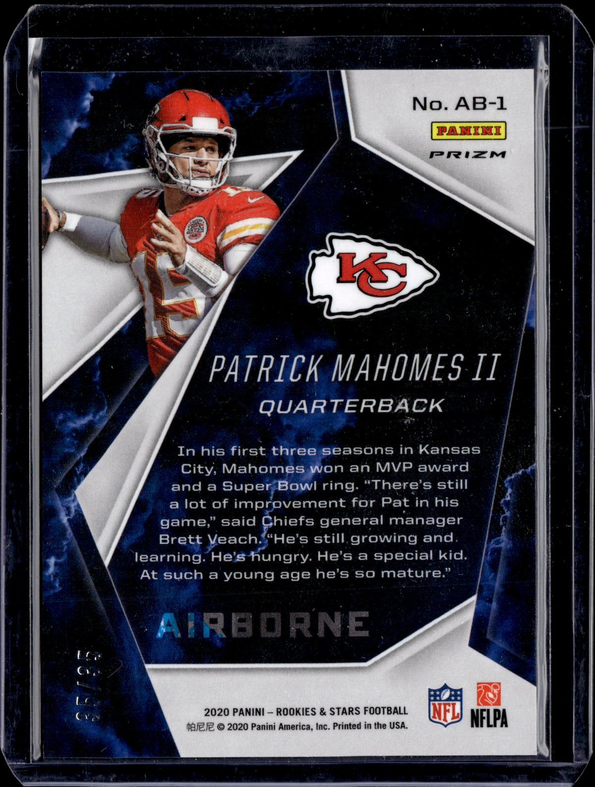2020 Panini Rookies & Stars - Airborne Patrick Mahomes Purple /35