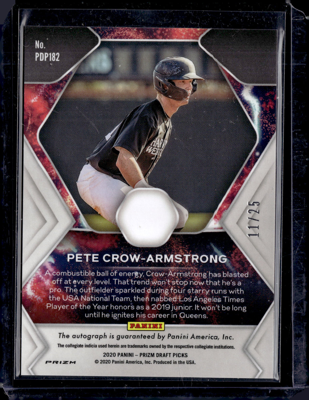 Pete Crow-Armstrong 2020 Panini Prizm Tiger Stripe Prizm Auto /25 Chicago Cubs