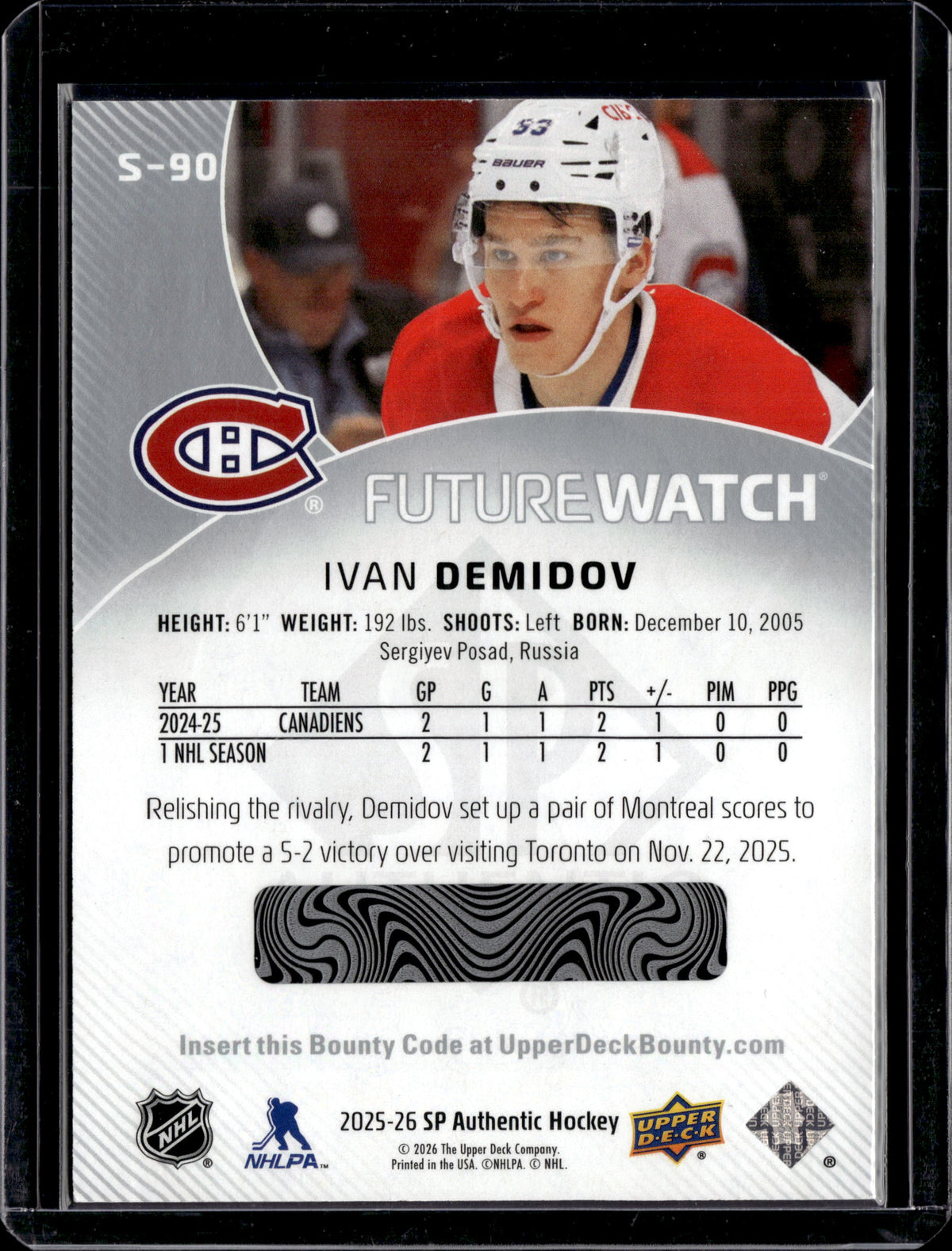 2025-26 Sp Authentic Future Watch Spectrum FX Level 3 Ivan Demidov RC